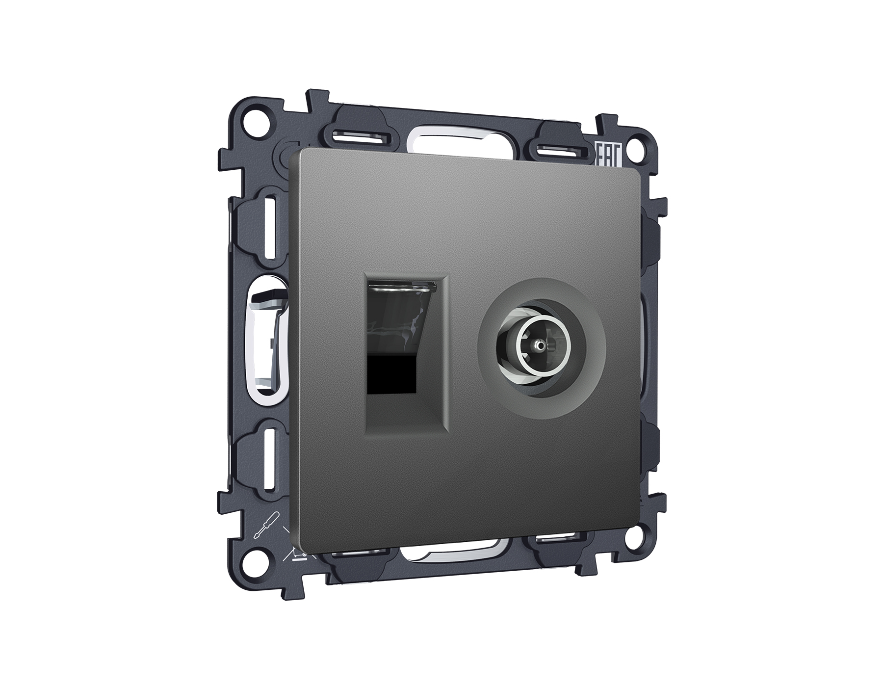 MA662510 Комплект механизма розетки компьютерной + TV оконечной RJ-45 с автоматической защитной штор