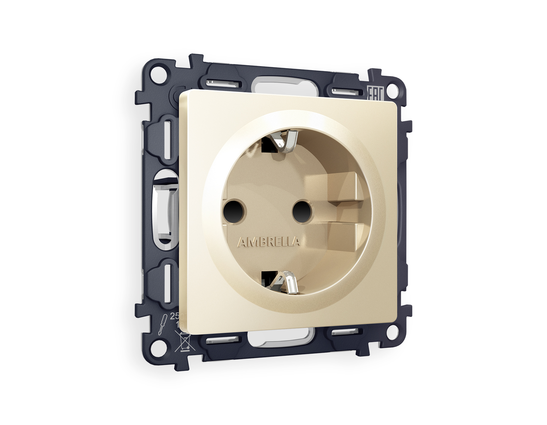 MA607010 Комплект механизма электрической розетки ALFA Шампань с/з с шторками QUANT (AP6070, VM141)