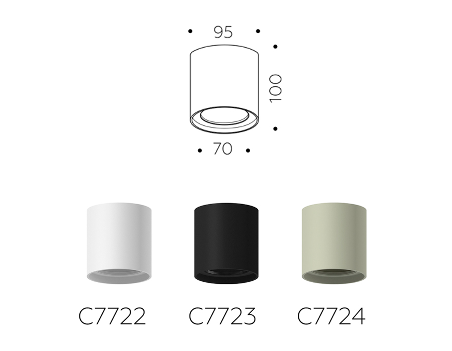 Корпус светильника накладной D70mm C7723 SBK черный песок D95*H100mm MR16 GU5.3