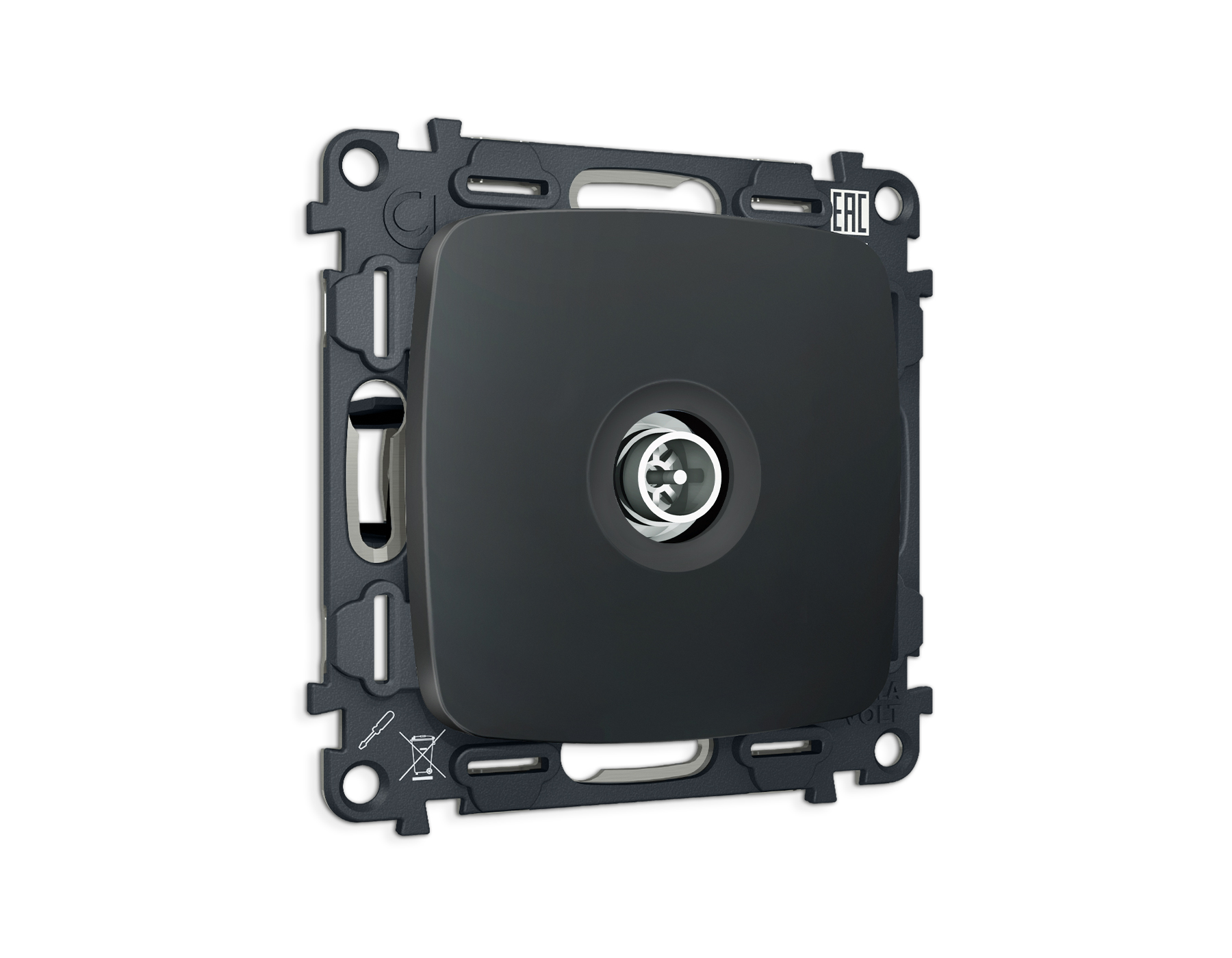 MO913005 Комплект механизма TV розетки оконечной экранированной 5-1000MHz 3dB OMEGA Графит Мягкое ка