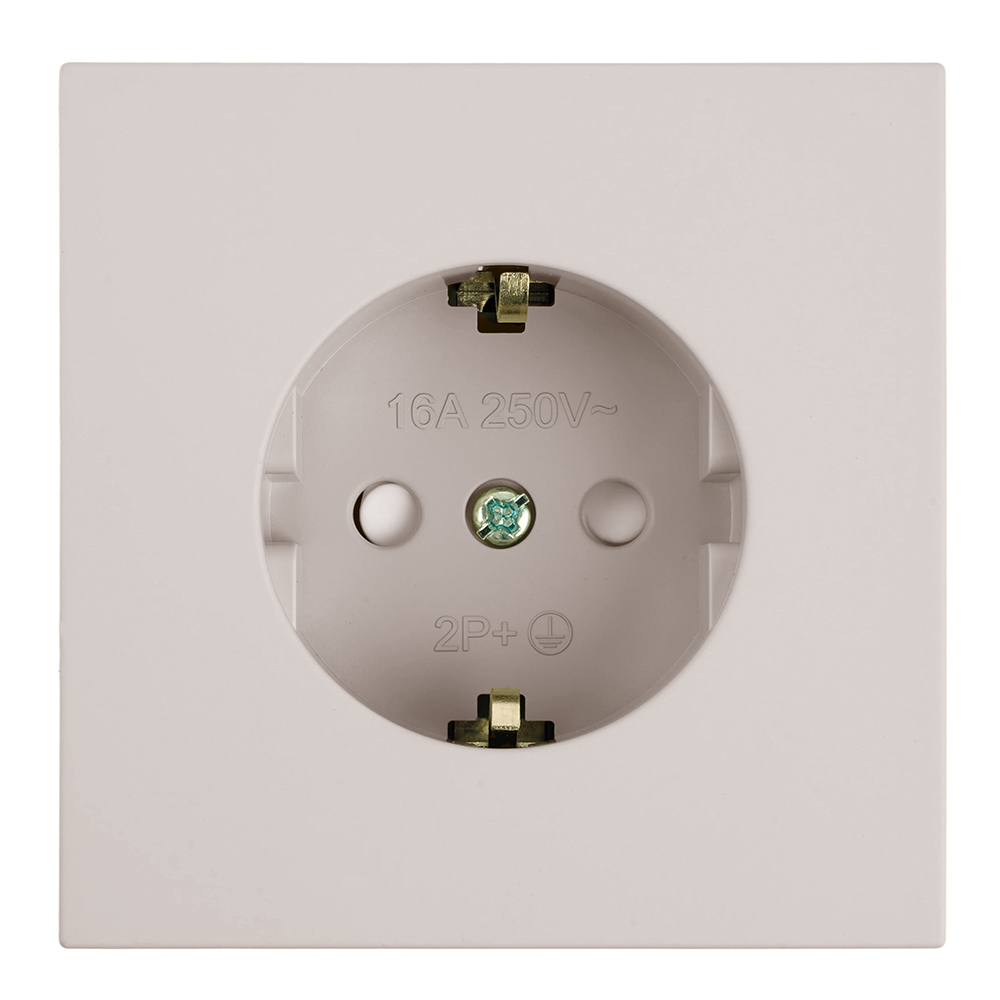 Розетка 1-местная с защитной шторкой с/з (механизм) 250В 16А серия Мия RST16-3110-08 пудровый жемчуг