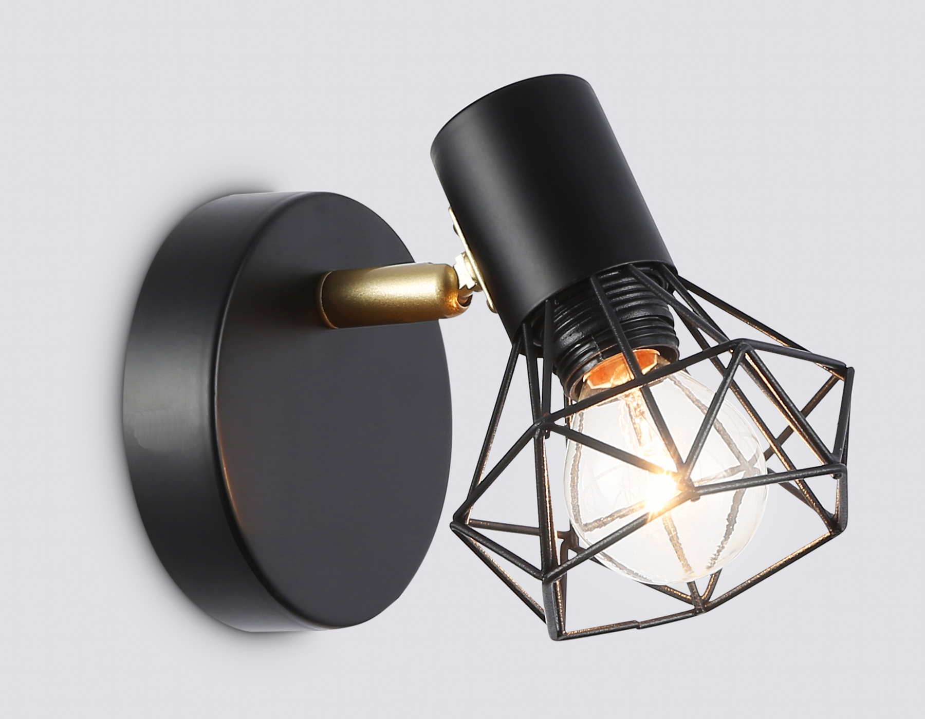 Настенно-потолочный спот в стиле лофт AMBRELLA TR8655 BK/GD черный/золото E14 max 60W 170*100*140