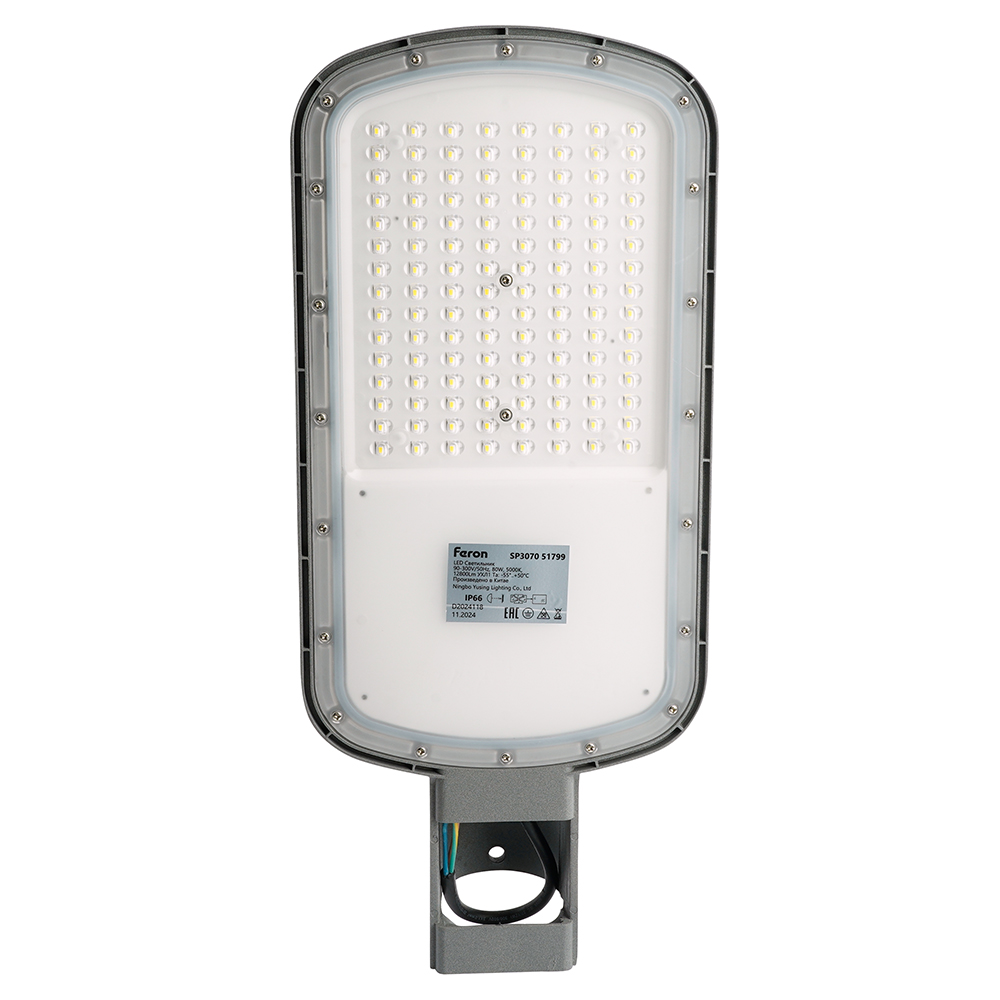 Уличный светодиодный светильник FERON SP3070 80W 5000K  AC90-300V/ 50Hz цвет серый (IP66)