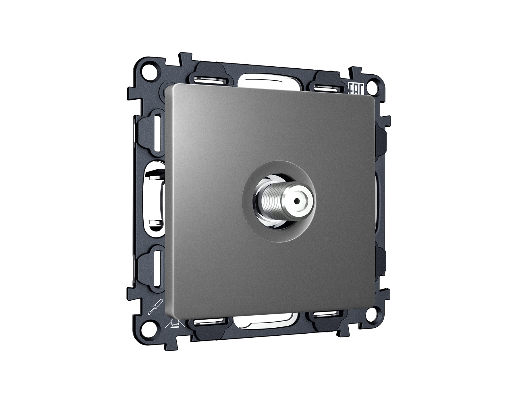 MA663050 Комплект механизма TV розетки SAT 5-2400MHz 3.5dB ALFA Антрацит серый QUANT (AP6630, VM215)