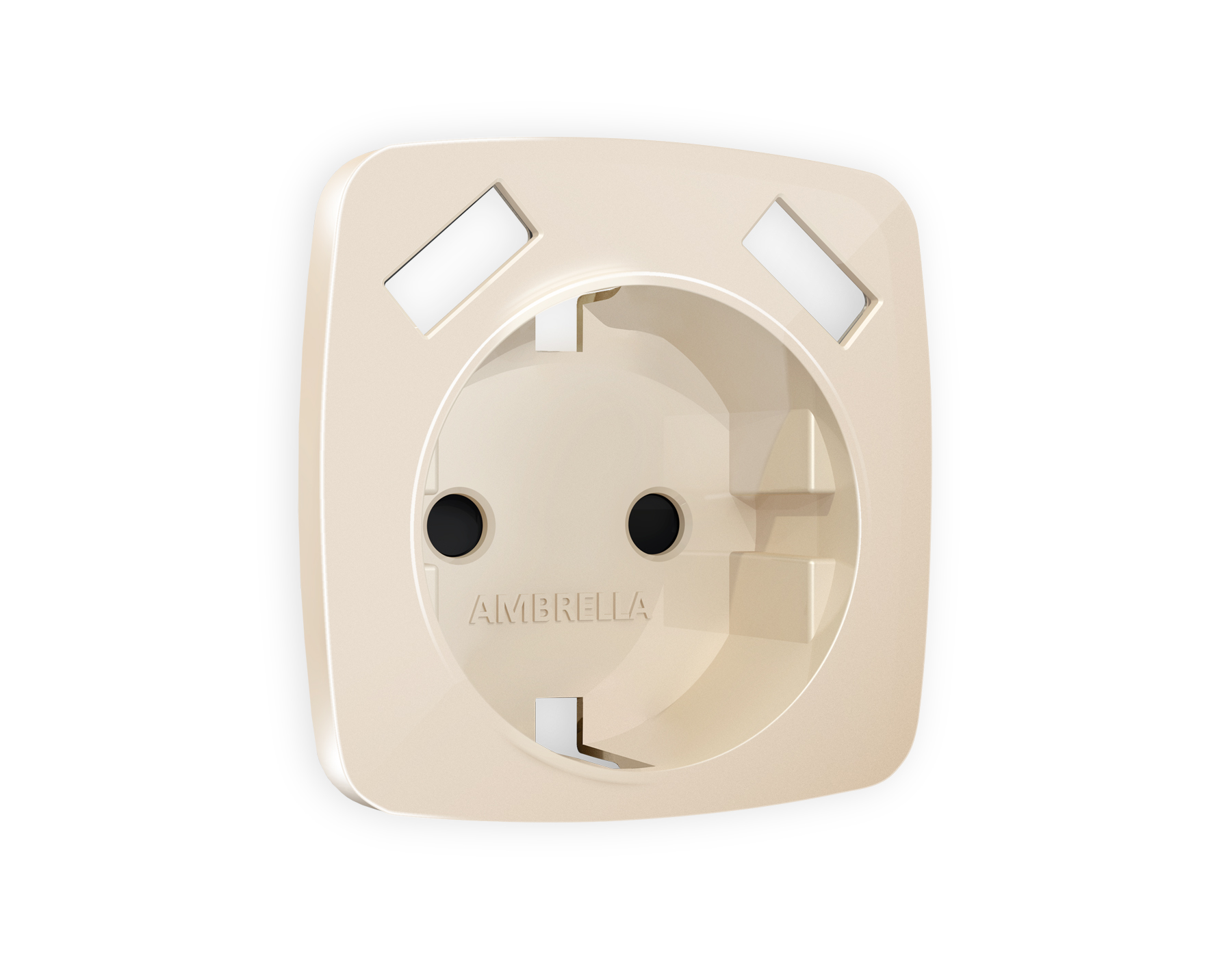 OP3090 Лицевая панель OMEGA (Бежевый глянец) для электрической розетки с/з  шторками 2USB A+A QUANT