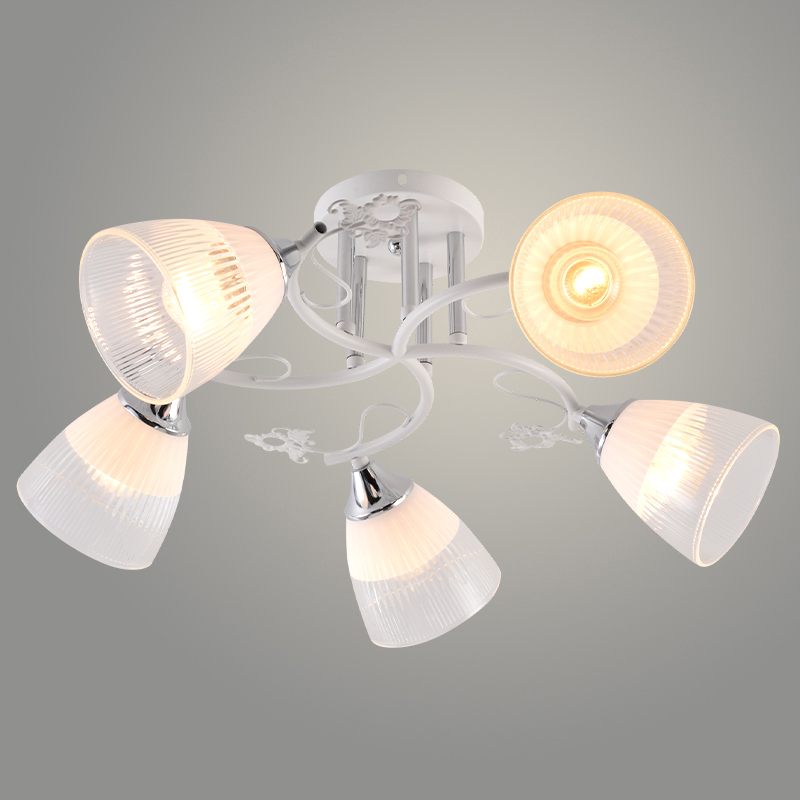 Люстра XA1544B/5 WH+CR белый/хром 5х60W E27 d570 h240, HN23