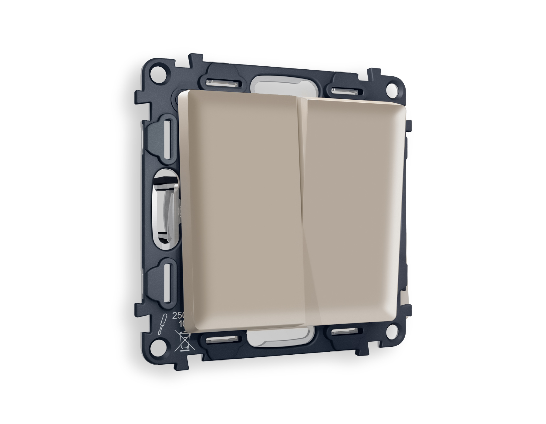 MA363010 Комплект механизма 2-кл выключателя ALFA Серо-бежевый матовый QUANT (AP3630, VM115)