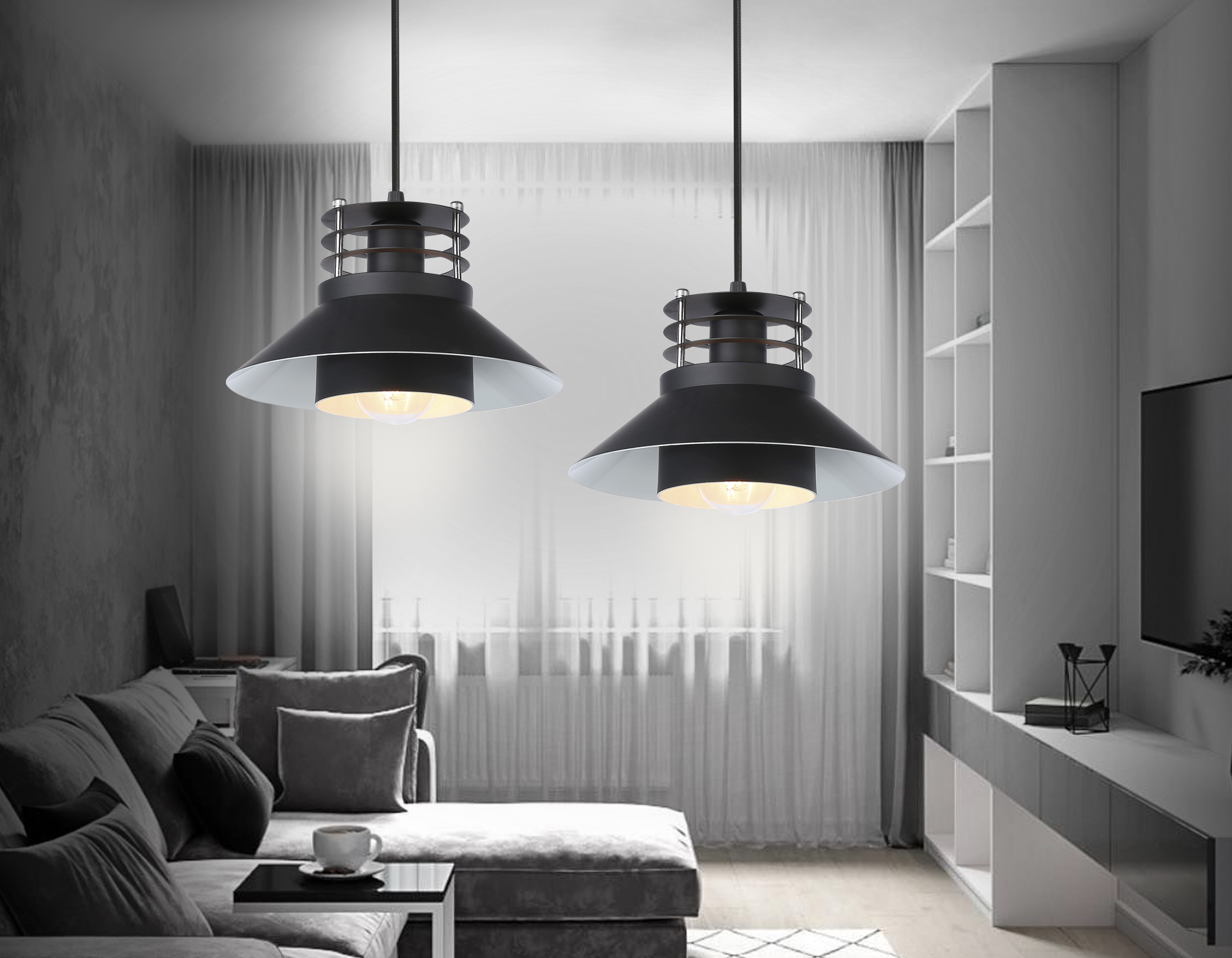Светильник подвесной в стиле лофт Ambrella TR8172 BK черный E27 max 40W D203*940