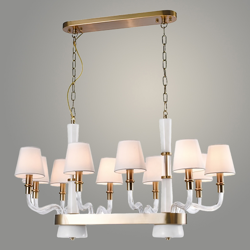 Люстра BL680GU/10L WT+AB белый/бронза/белый абажур 10х40W E14 d1000 h650, BLK24