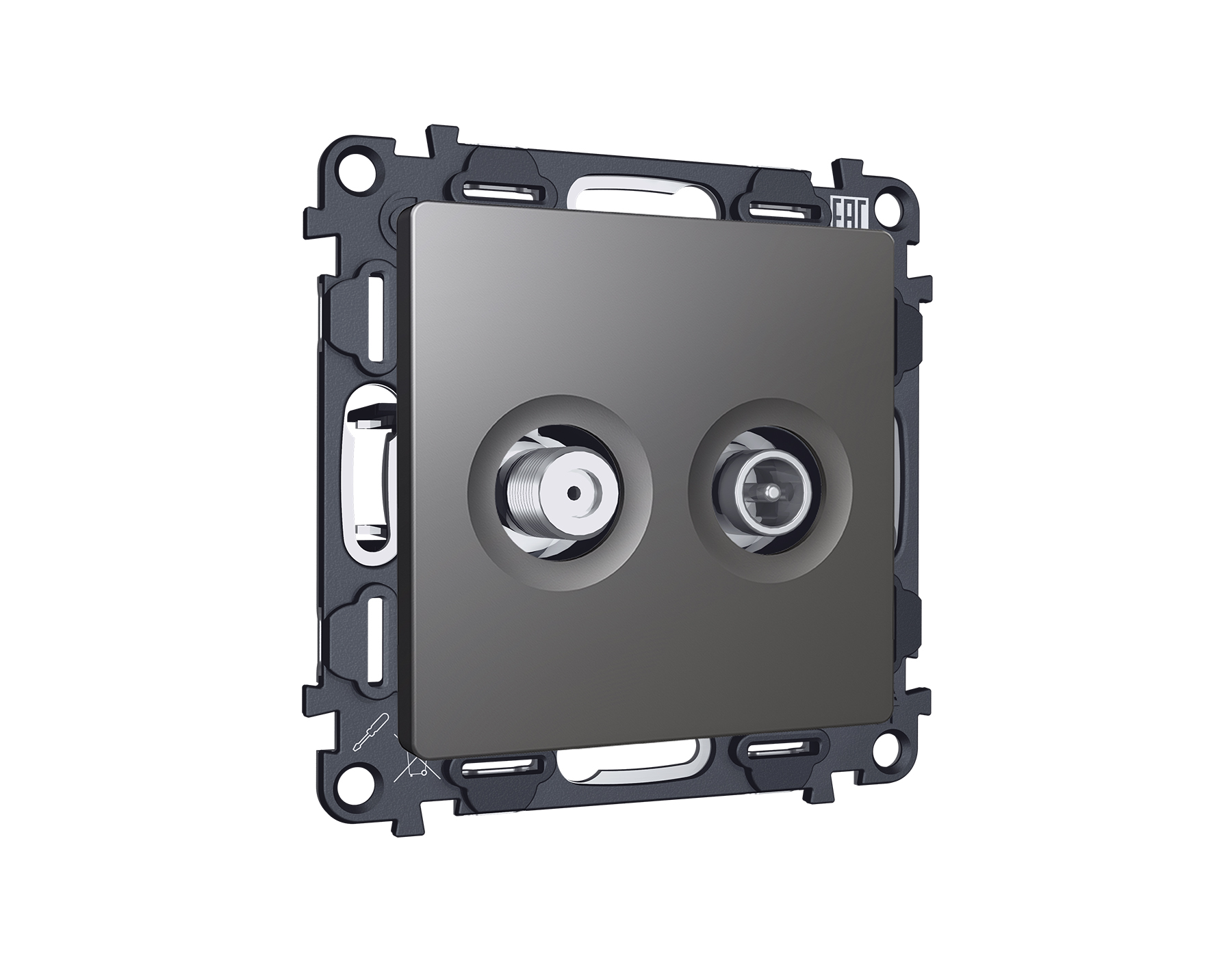 MA663310 Комплект механизма розетки TV оконечной + SAT 5-862MHz 3.5dB/950-2150MHz 3.5dB ALFA Антраци