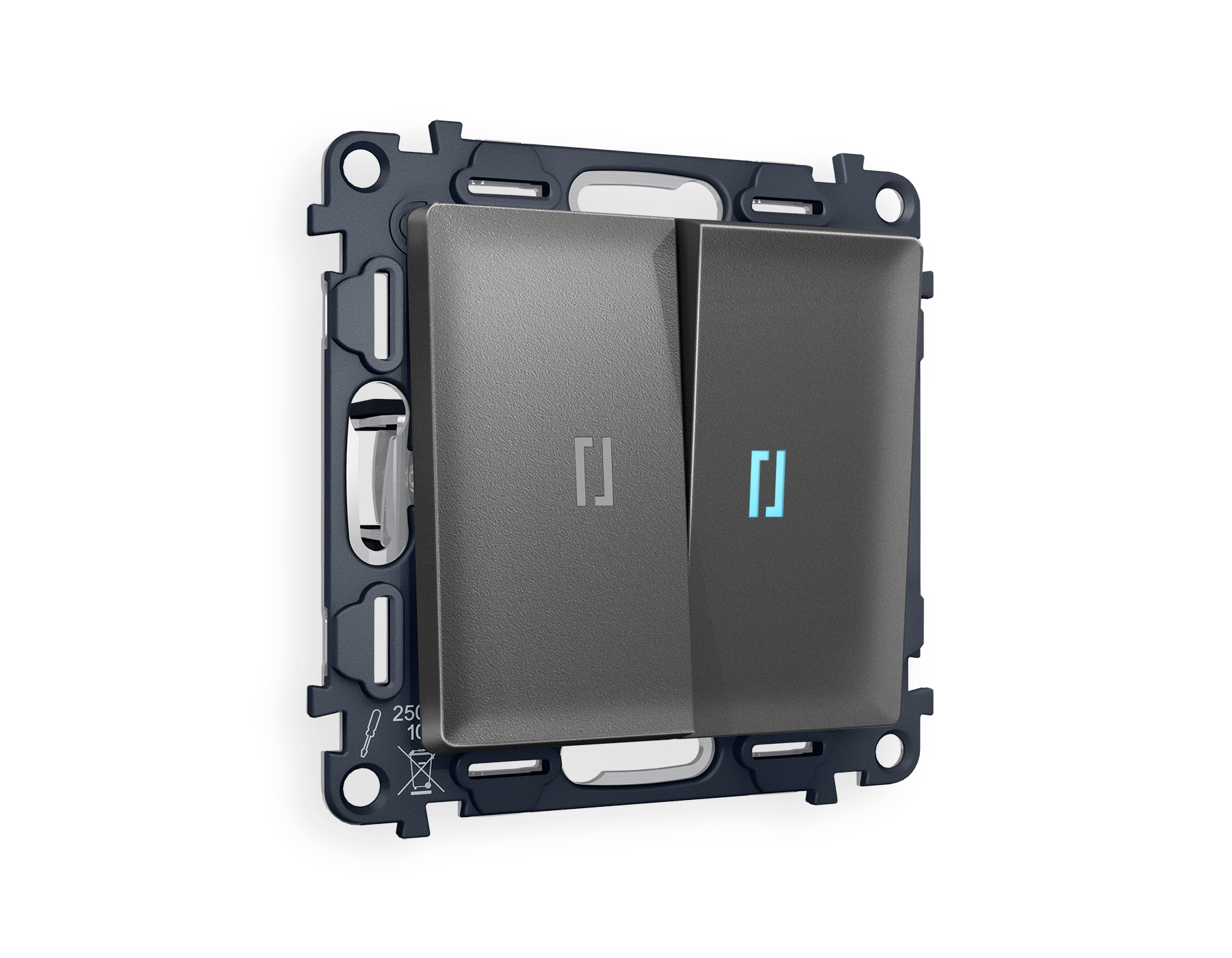 MA654020 Комплект механизма 2-кл выкл с подсв 10000K ALFA Антрацит серый QUANT (AP6540,VM115,G17B)