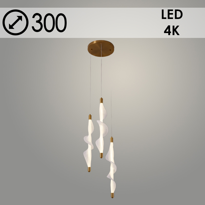 Подвес K38707/3HQ B BRASS+WT латунь/белый 42W LED 4000К d300 h1200, 24