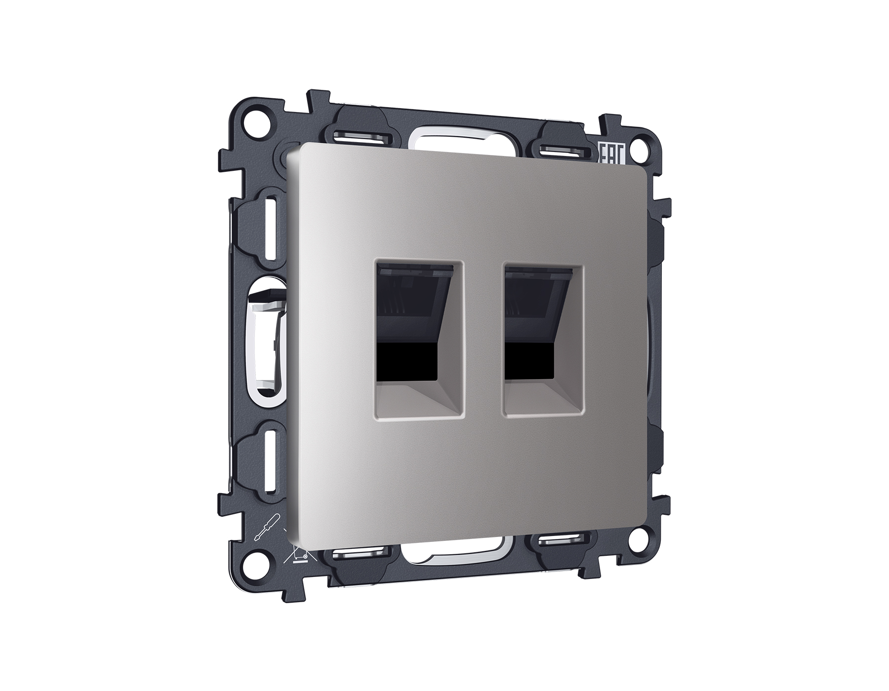 MA512110 Комплект механизма компьютерной двойной розетки RJ-45 (8P8C) CAT6 с автоматической защитной