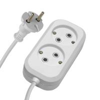 Удлинитель двухместный STEKKER HM01-20-02  б/з 2x0,75, белый, 2м, серия Home (У10-428)