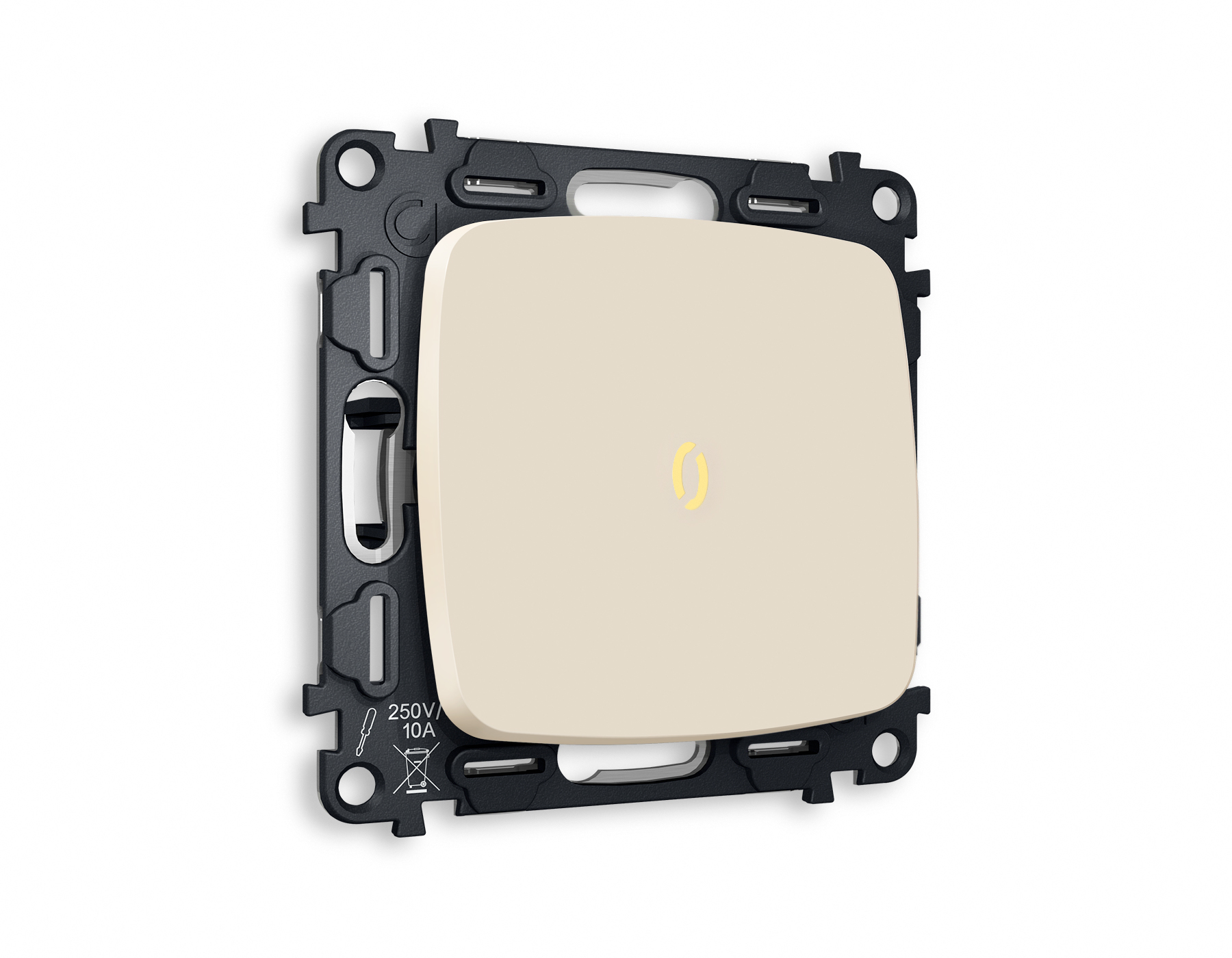 MO322010 Комплект механизма 1-кл выкл с подсв 3200K OMEGA Бежевый матовый QUANT (OP3220,VM101,G11Y)