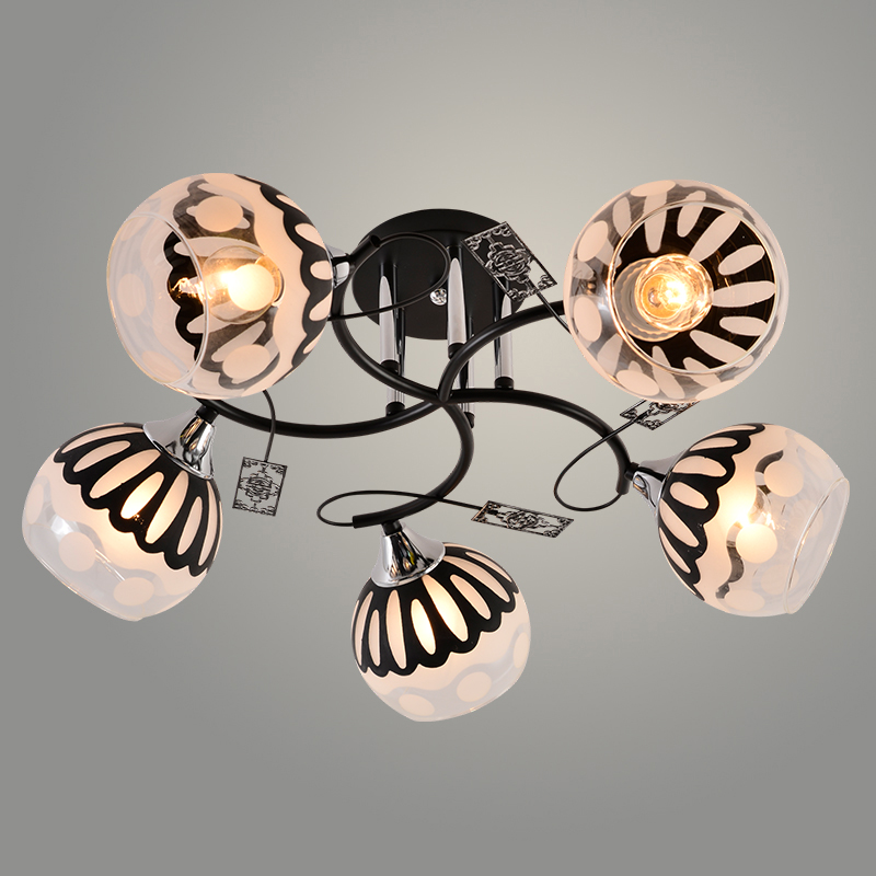 Люстра XA1596B/5 BK+CR черный/хром 5х60W E27 d560 h240, HN24