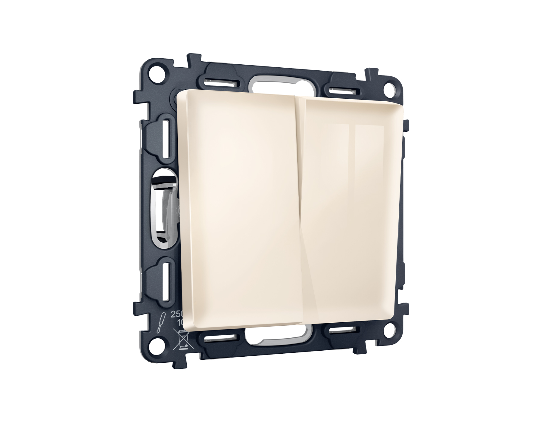 MA303010 Комплект механизма 2-кл выключателя ALFA Бежевый глянец QUANT (AP3030, VM115)