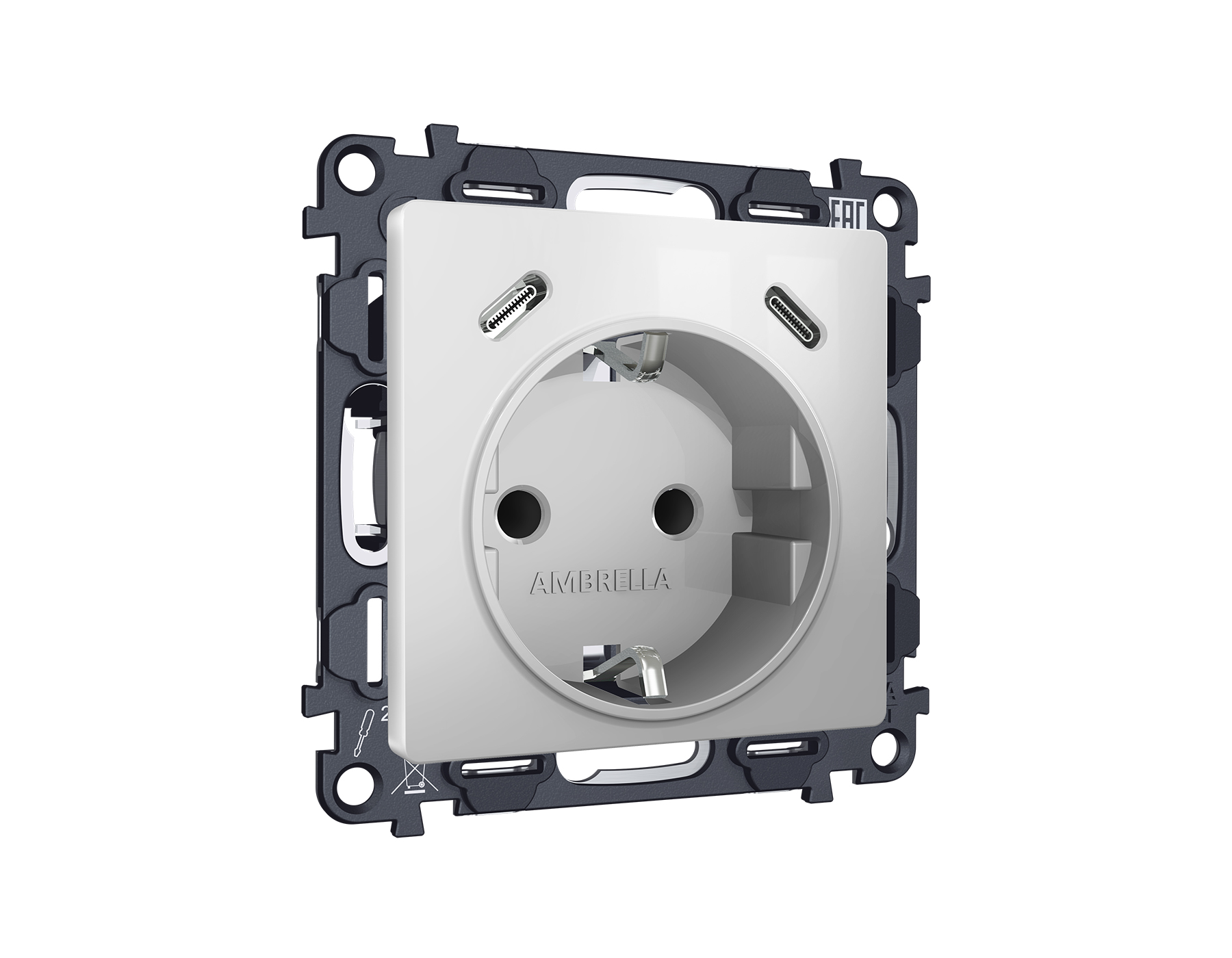 MA410510 Комплект механизма электрической розетки 2USB С+C 20W с/з на винтовых зажимах 16A-250V ALFA