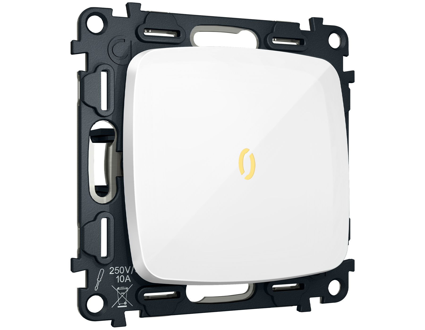 MO102010 Комплект механизма 1-кл выкл с подсв 3200K OMEGA Белый глянец QUANT (OP1020,VM101,G11Y)