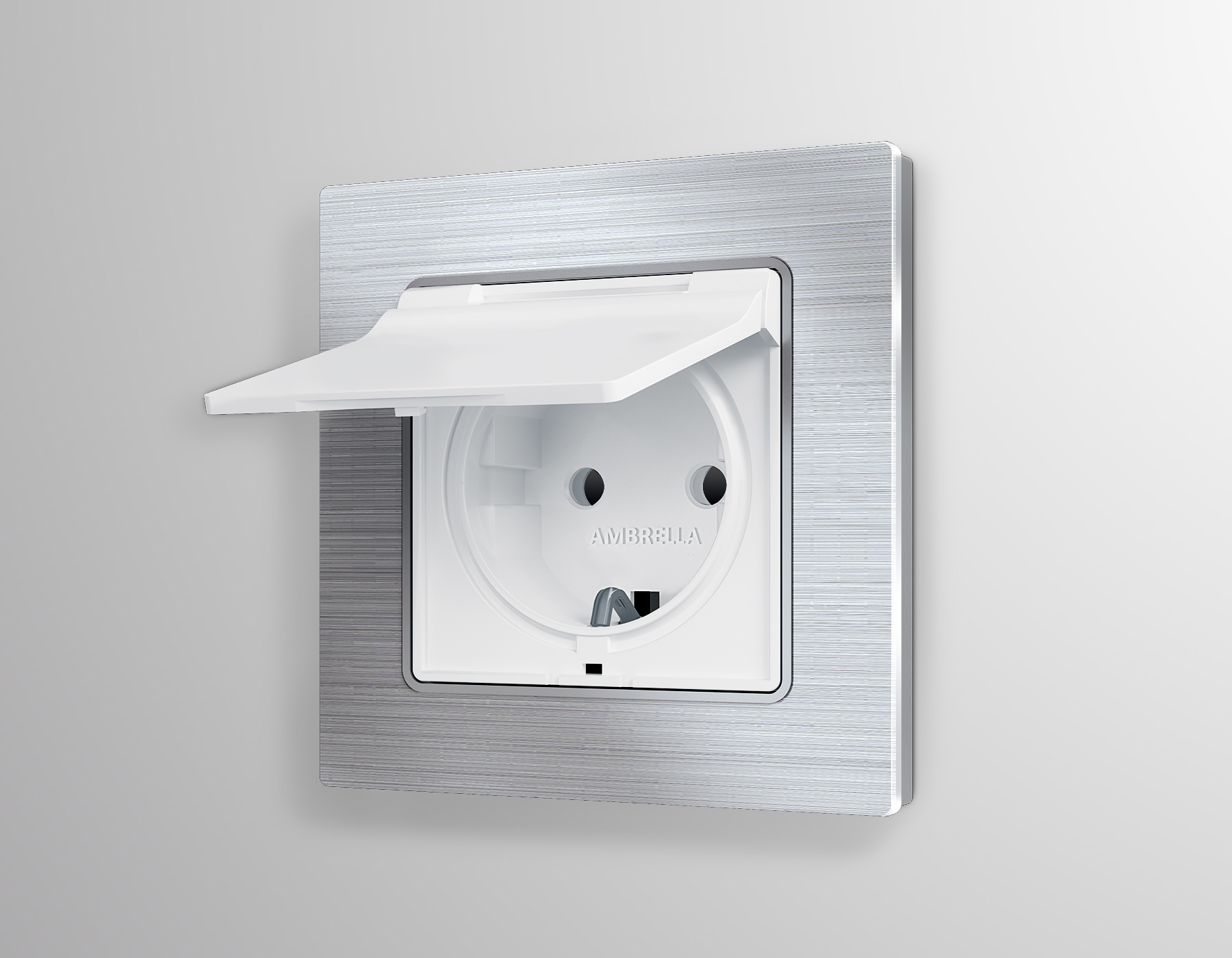 AP1280 Лицевая панель ALFA (Белый матовый) для элект розетки с/з со шторками и крышкой IP44 QUANT