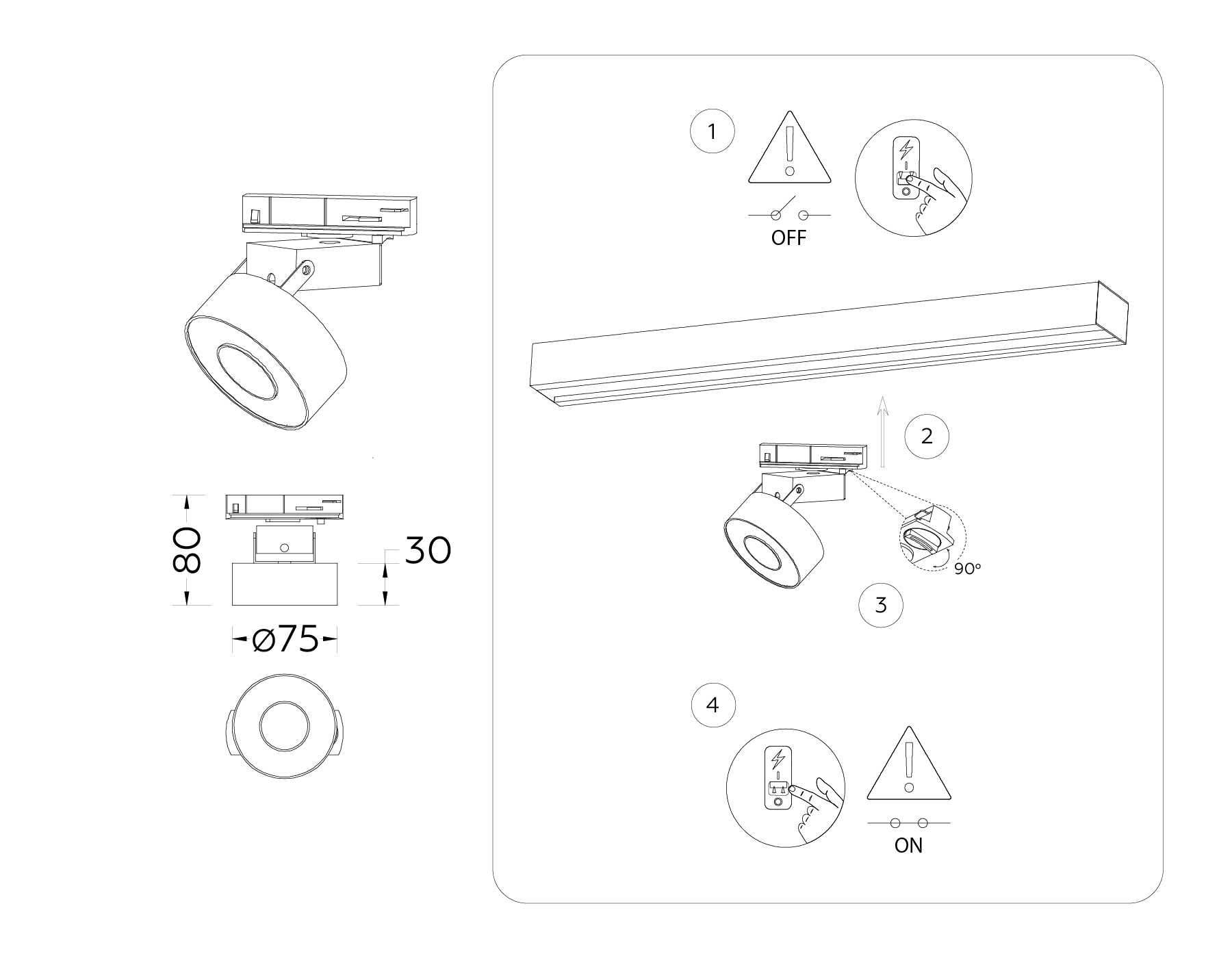 Трековый светодиодный светильник GL6861 WH белый LED 10W 4200K D75*80