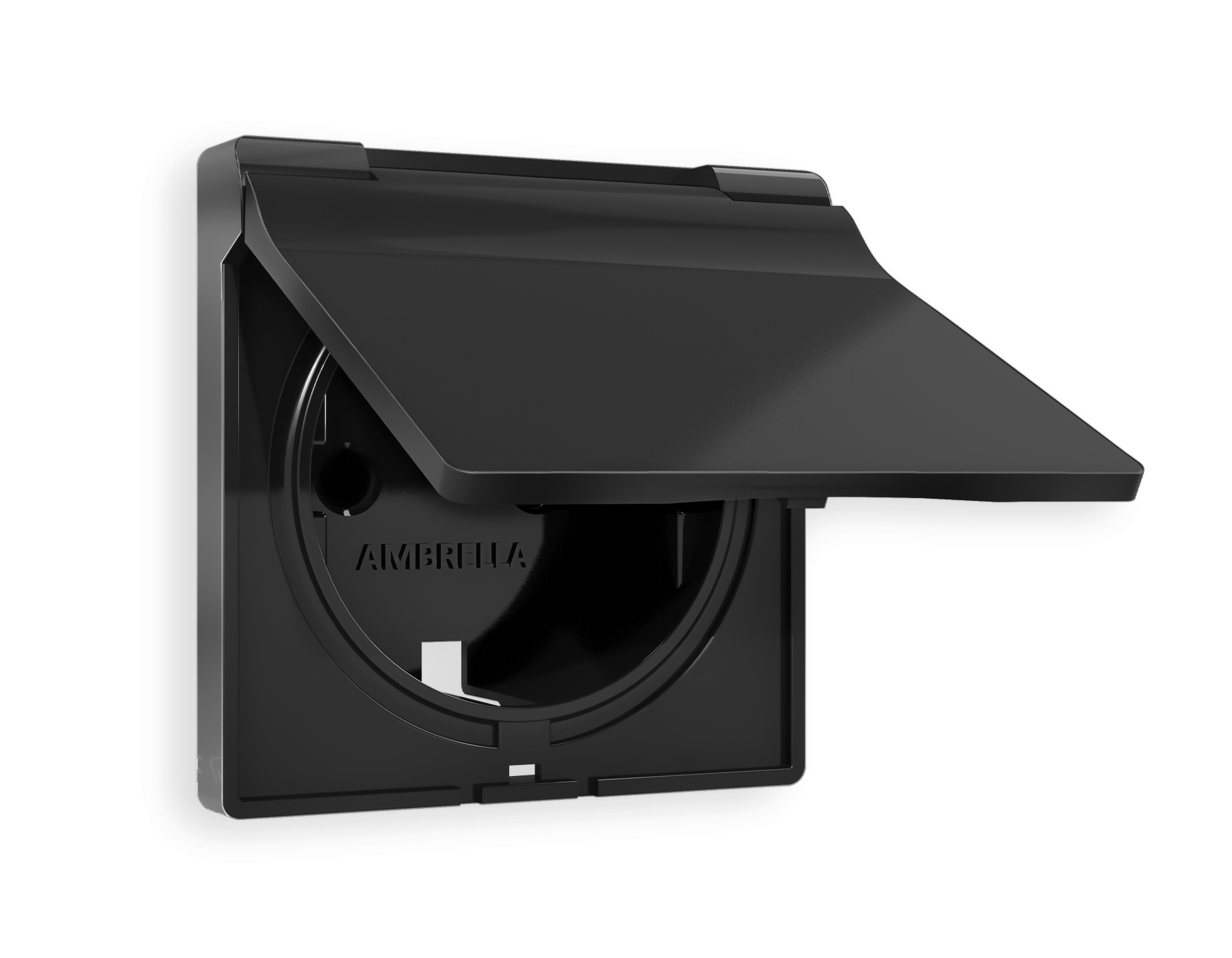 AP8080 Лицевая панель ALFA (Черный матовый) для электр розетки с/з со шторками и крышкой IP44 QUANT