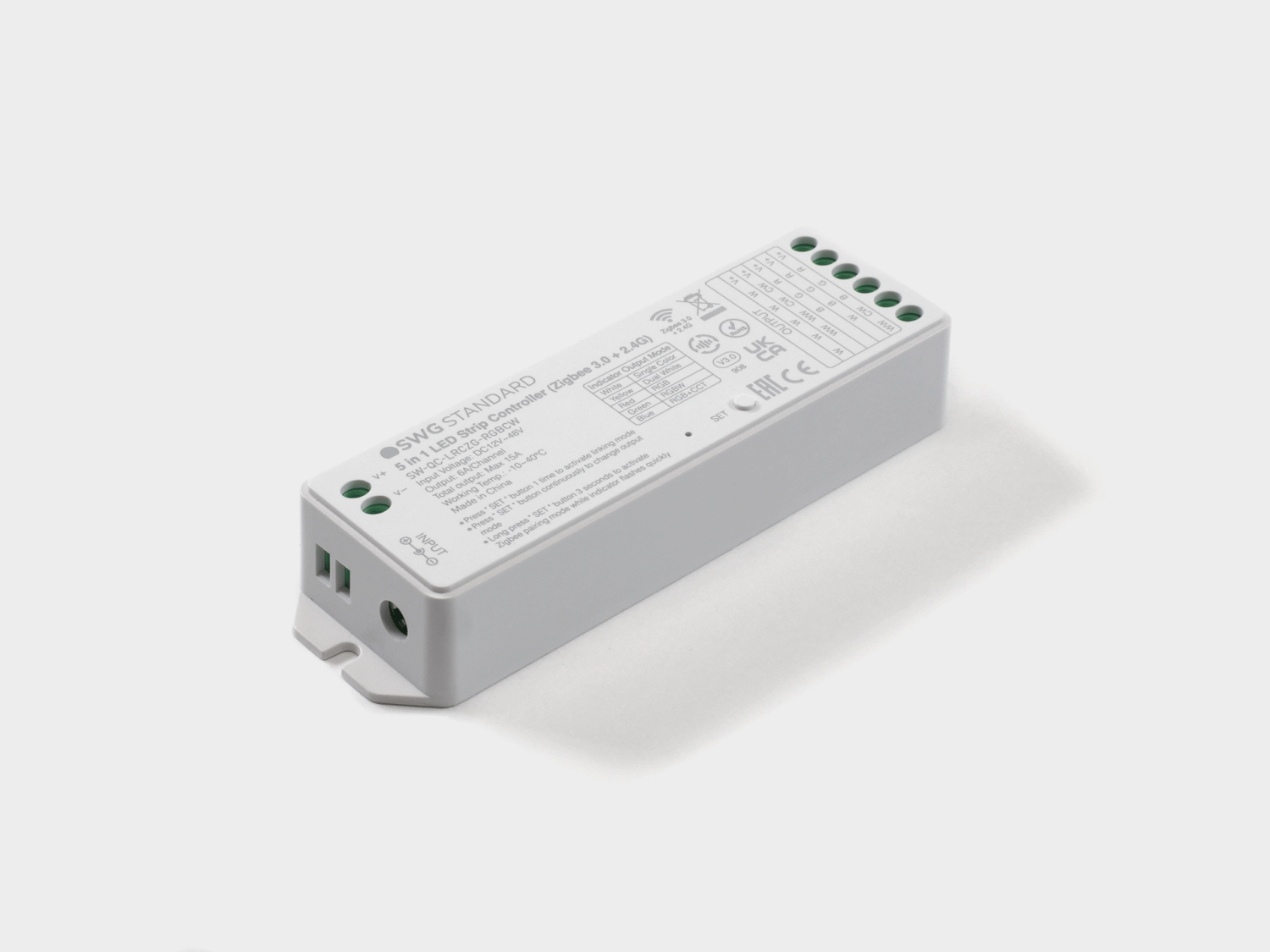 Контроллер Zigbee для светодиодной ленты 5 в 1 (монохромный, CCT, RGB/RGBW, RGB+CCT), 16A 12/48В