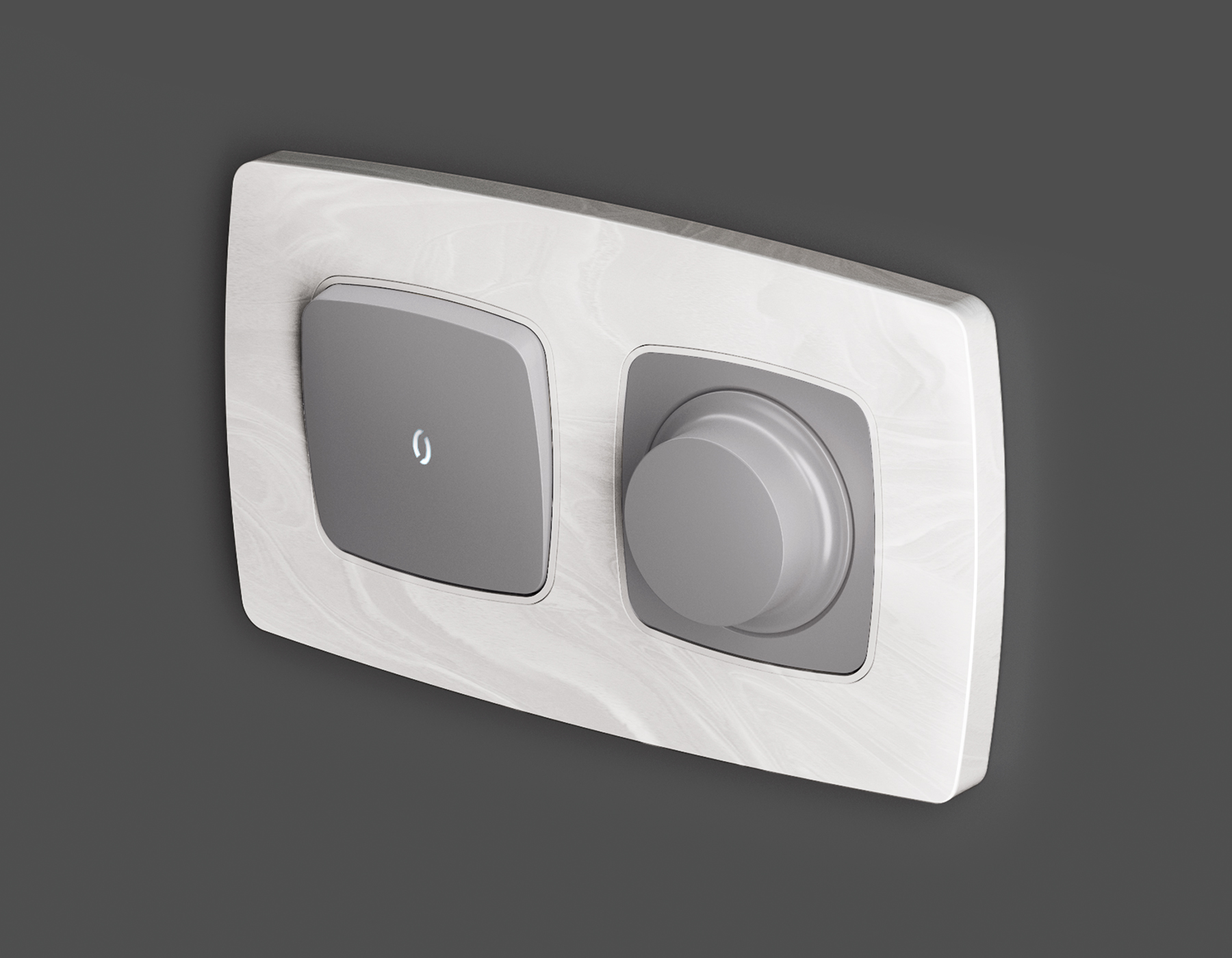 OP5020 Лицевая панель OMEGA (Сталь матовый) для 1-кл выключателей с подсветкой QUANT