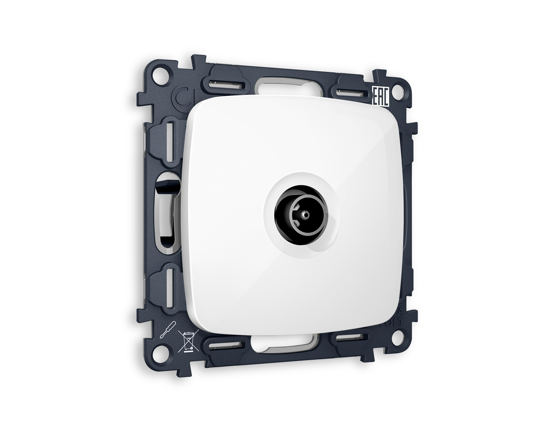 MO113010 Комплект механизма TV розетки оконеч OMEGA Белый глянец 50-870 MHz 1dB QUANT(OP1130,VM202)