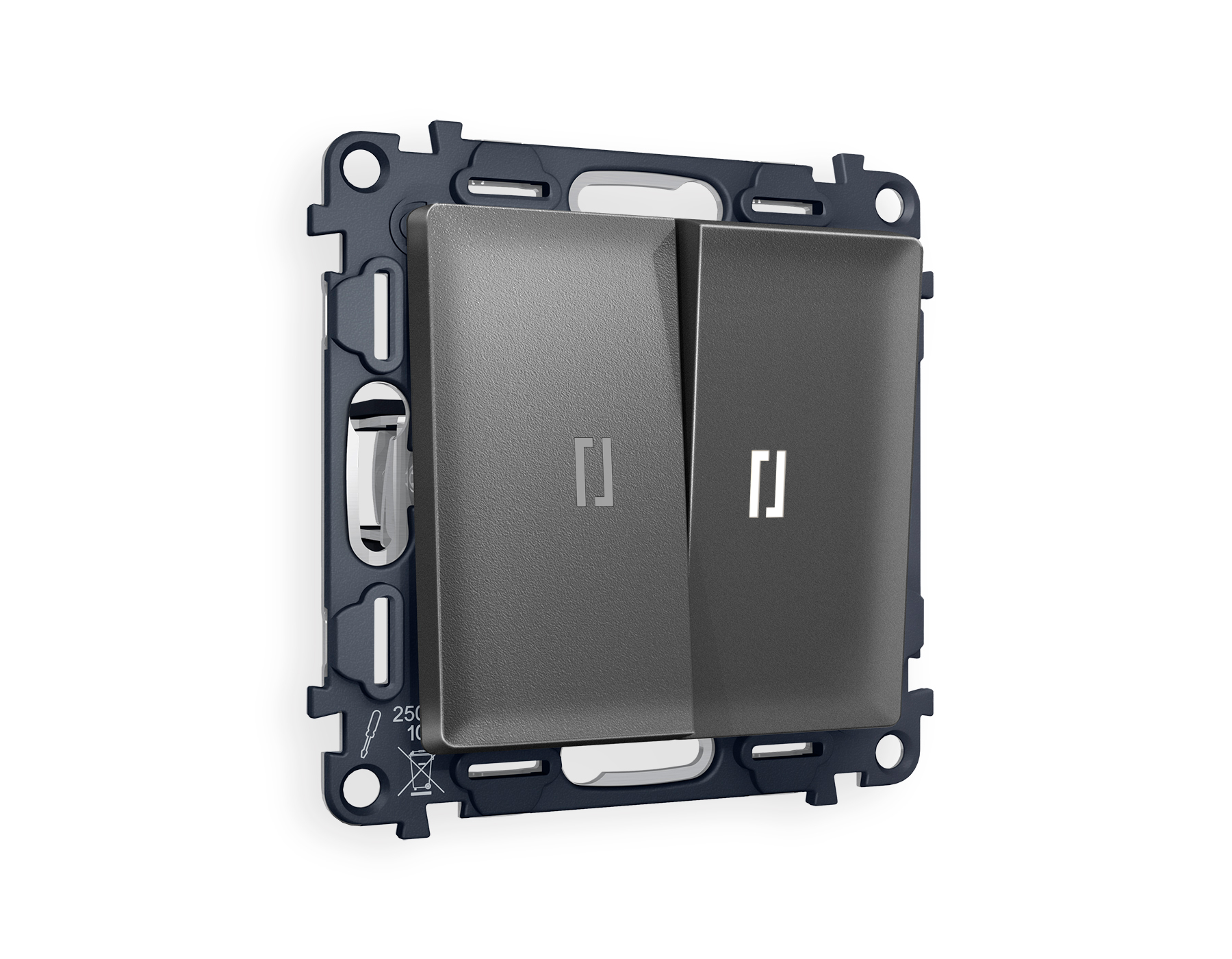 MA654015 Комплект механизма 2-кл выкл с подсв 5600K ALFA Антрацит серый QUANT (AP6540,VM115,G14W)