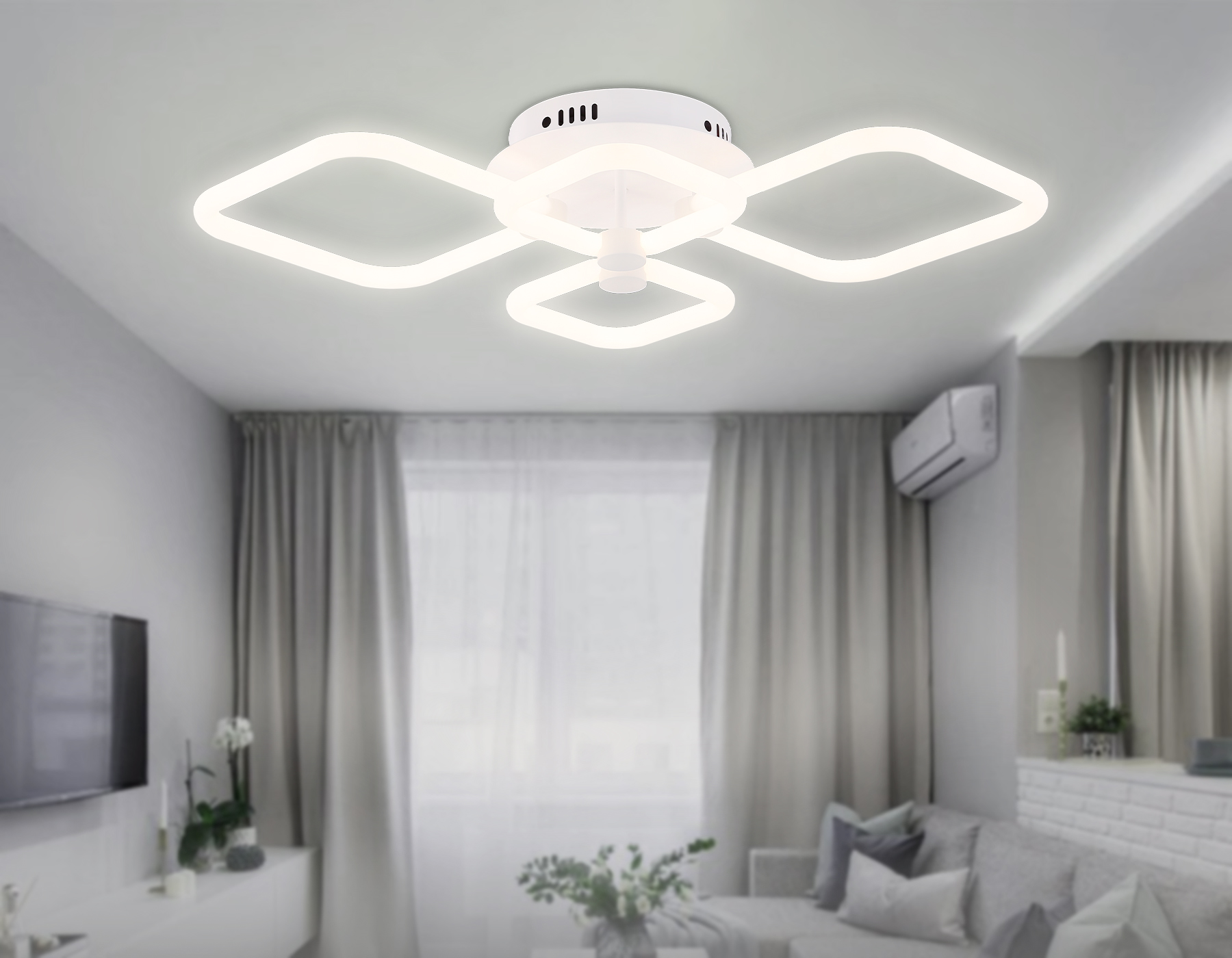 Светильник Ambrella FA3822/4 WH белый 3000K-6400K 86W 720*430*130 (ПДУ ИК)
