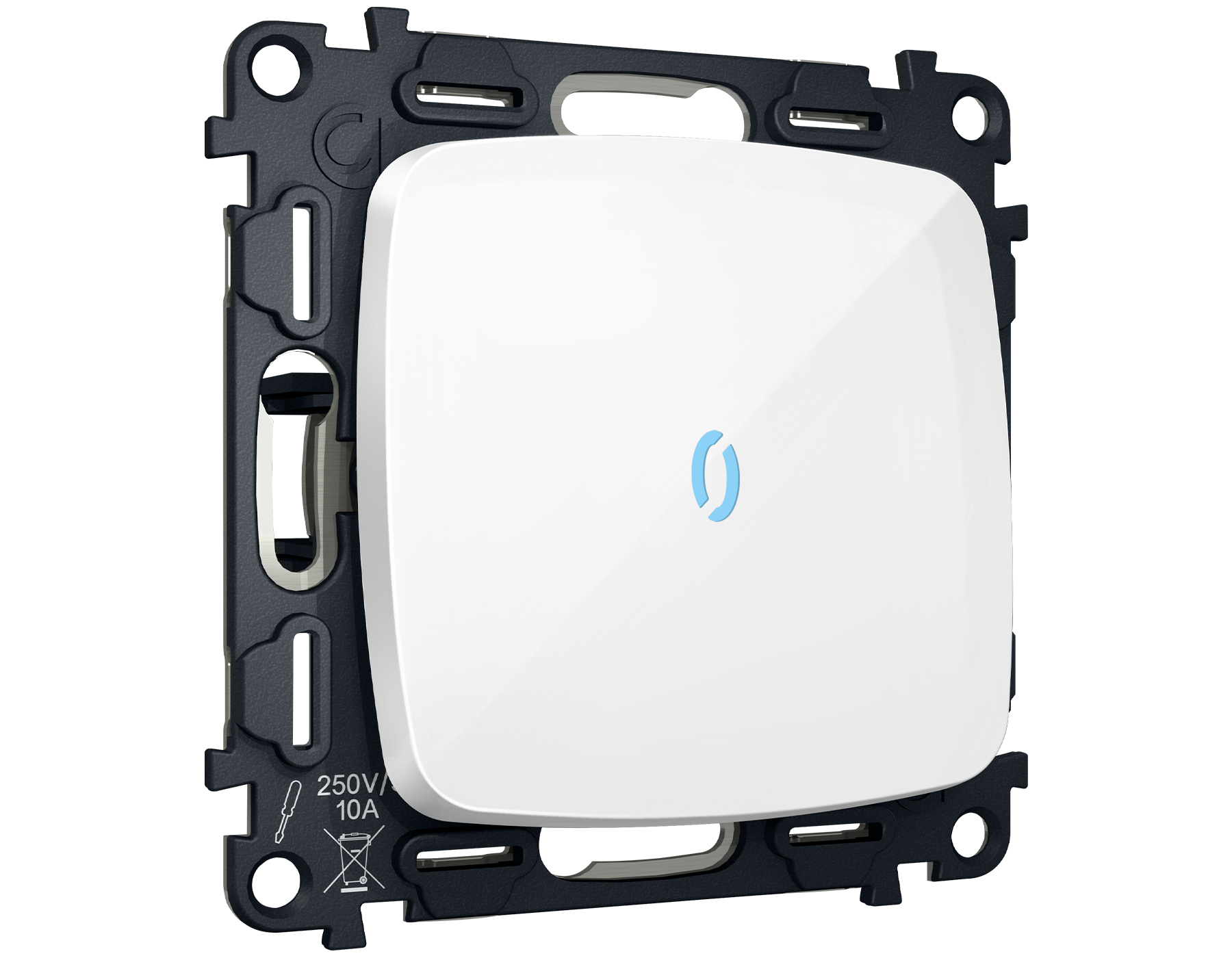 MO102040 Комплект механизма 1-кл прох.выкл с подсв10000K OMEGA Белый глянец QUANT(OP1020,VM105,G29B)