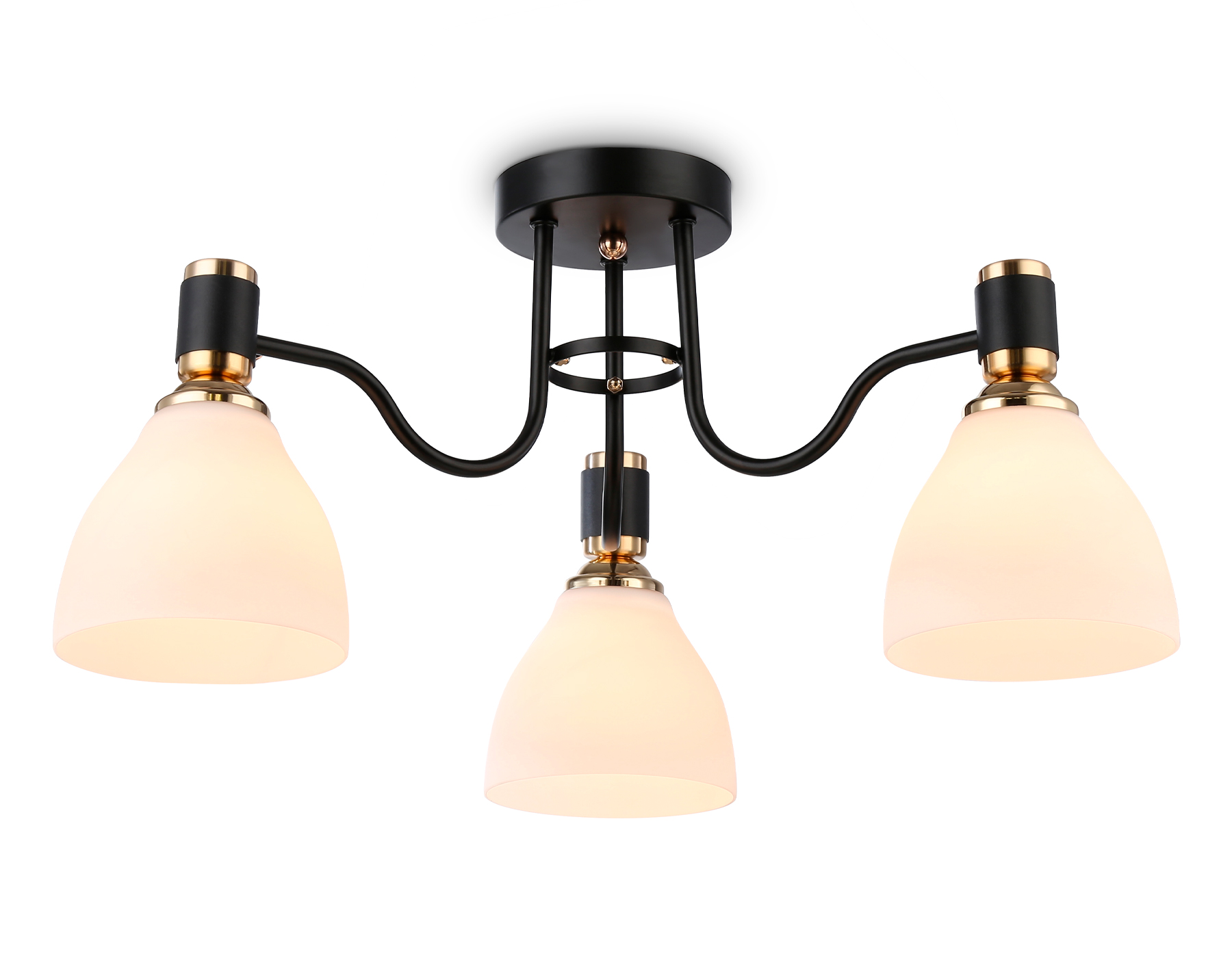 Светильник потолочный Ambrella TR303303/3 BK/GD/FR черный/золото/белый матовый E27*3 max60W D600*270