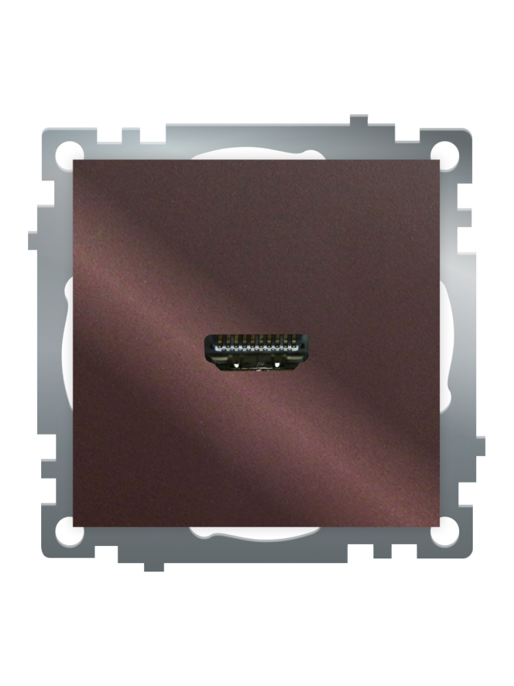 Розетка HDMI 2.1, Type A (механизм), серия Катрин, GLS00-7118-04, шоколад