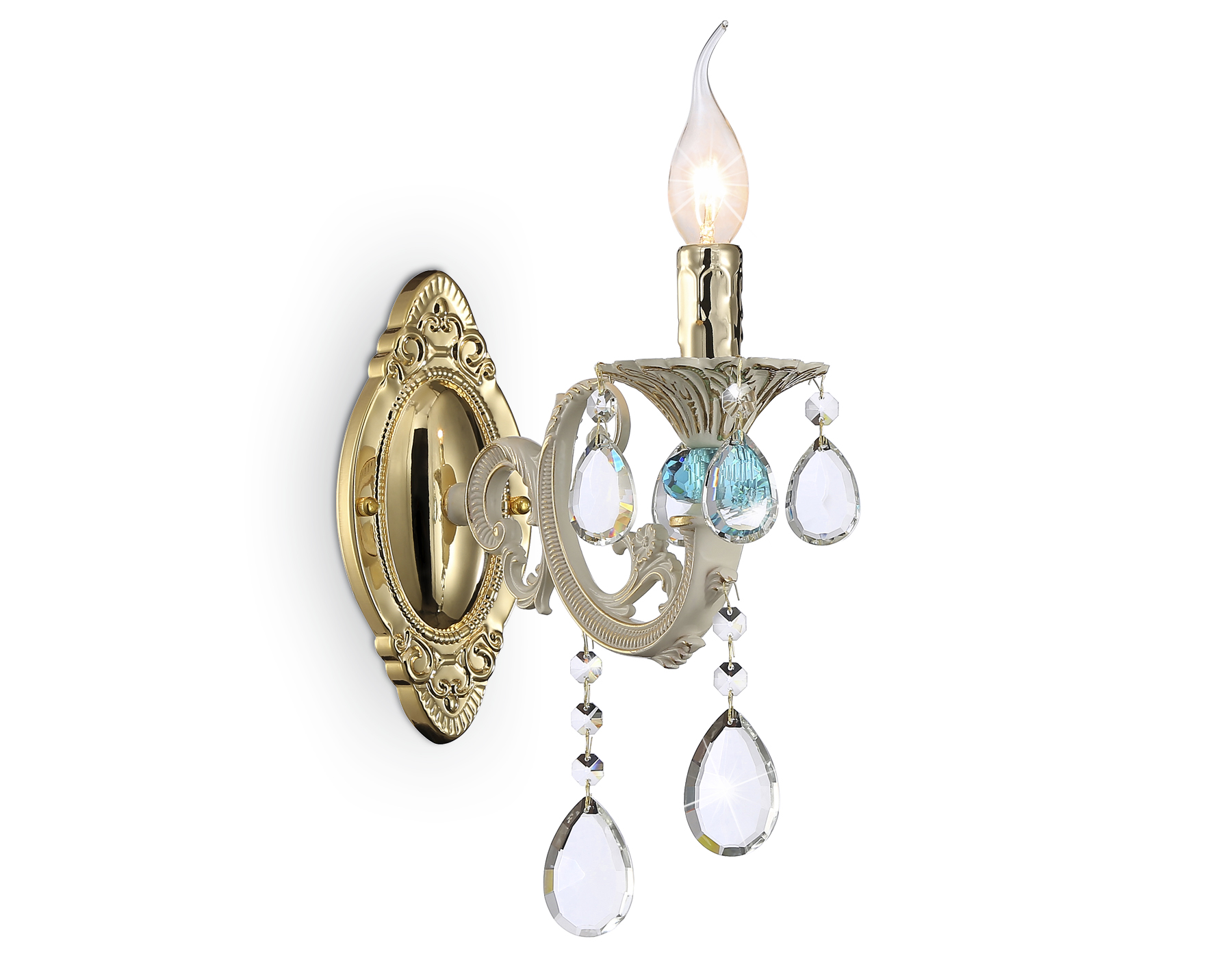 Светильник настенный Ambrella TR4932 GD/WH/CL золото/белый/прозрачный E14 max 40W с хрусталем