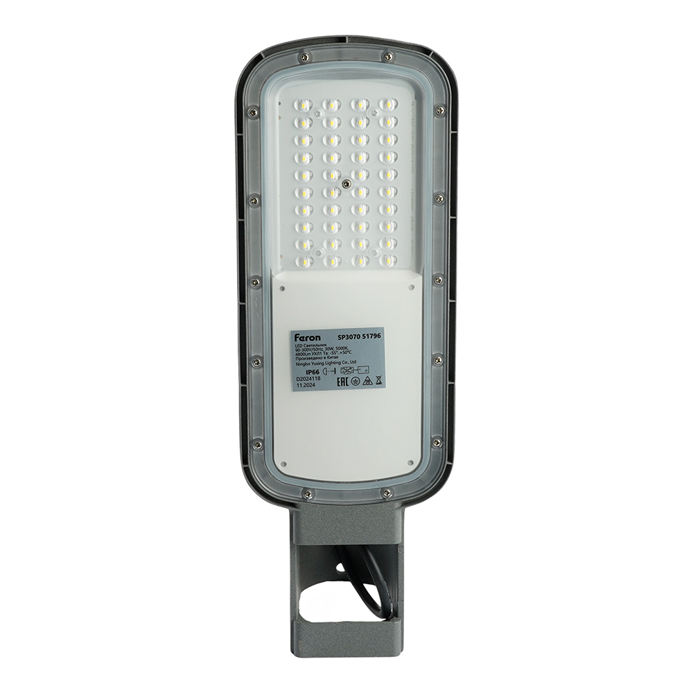Уличный светодиодный светильник FERON SP3070 30W 5000K  AC90-300V/ 50Hz цвет серый (IP66)