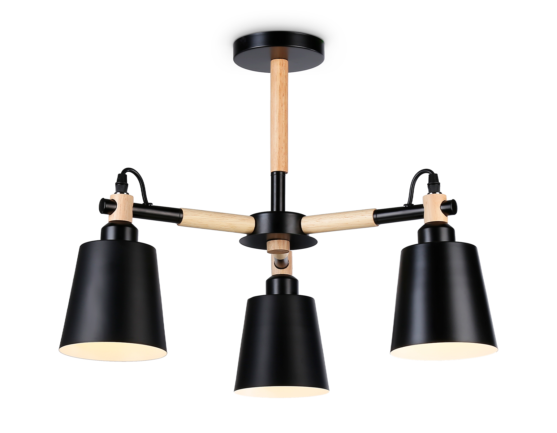 Люстра подвесная Ambrella TR82206/3 BK/LW черный/светлое дерево E27/3 max 40W D560*430