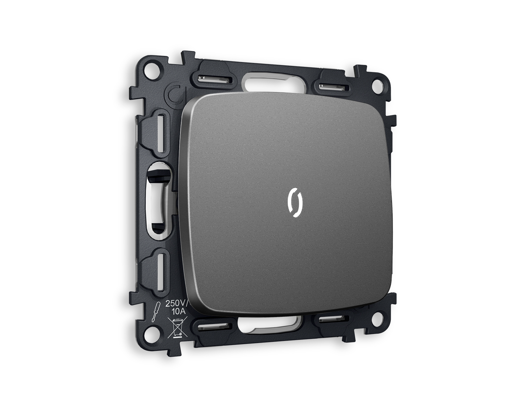 MO652035 Комплект механизма 1-кл прох.выкл подсв 5600K OMEGA Антрацит серый QUANT(OP6520,VM10,G25W)