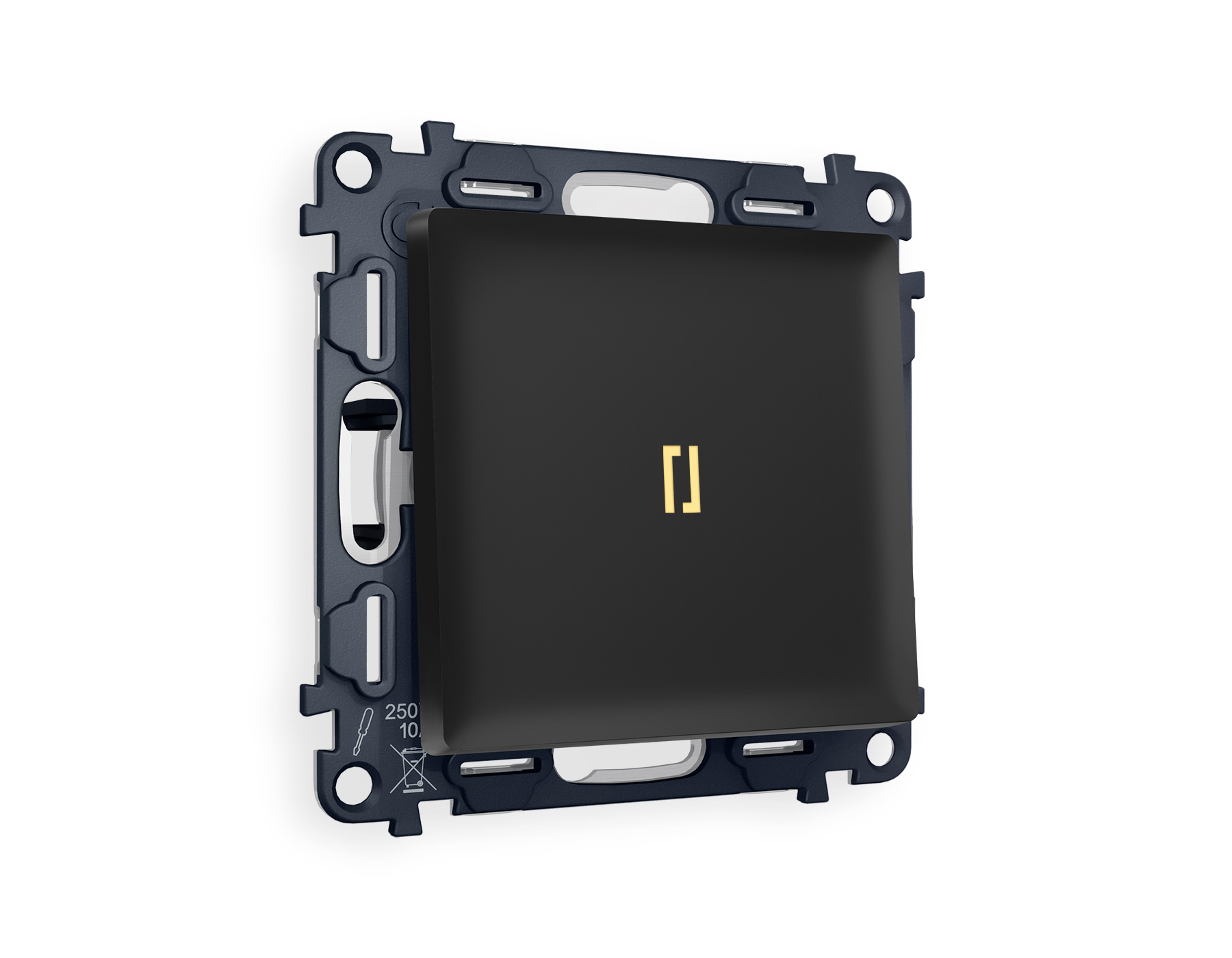 MA802030 Комплект механизма 1-кл прох.выкл с подсв 3200K ALFA Черный матовы QUANT(AP8020,VM105,G22Y)