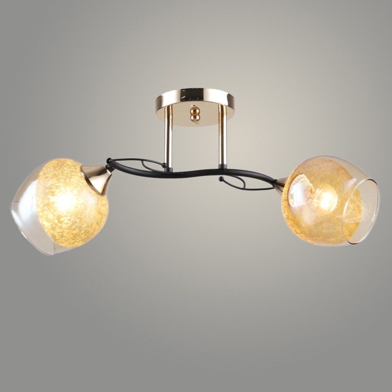 Люстра A4314/2 BK+FGD черный/золото 2x60W E27 d520 h220, QH24