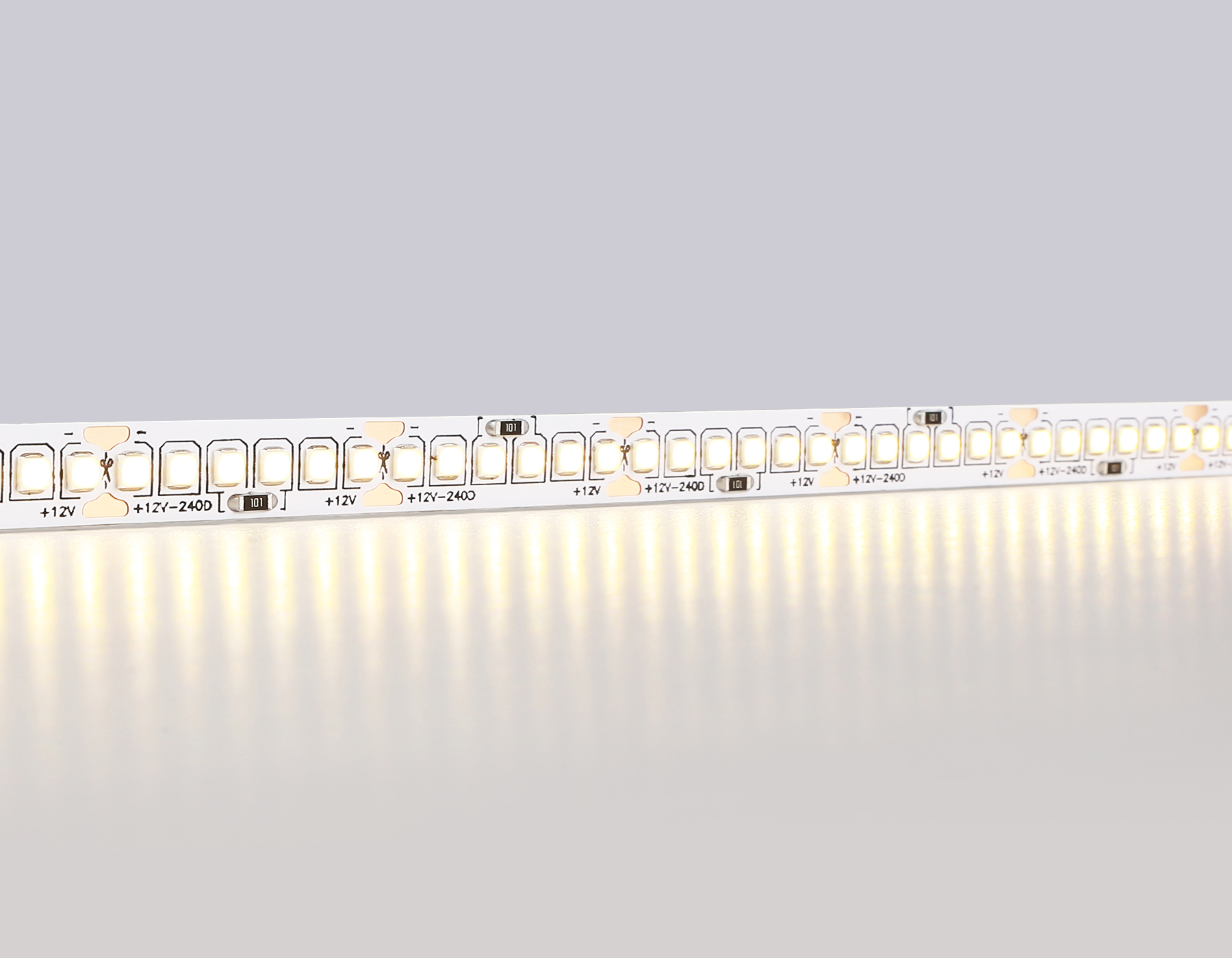Светодиодная лента AMBRELLA GS1401 2835 240Led/ 17W m/ 12V IP20 3000K/ 5000*10*1.2mm (2 конт.)