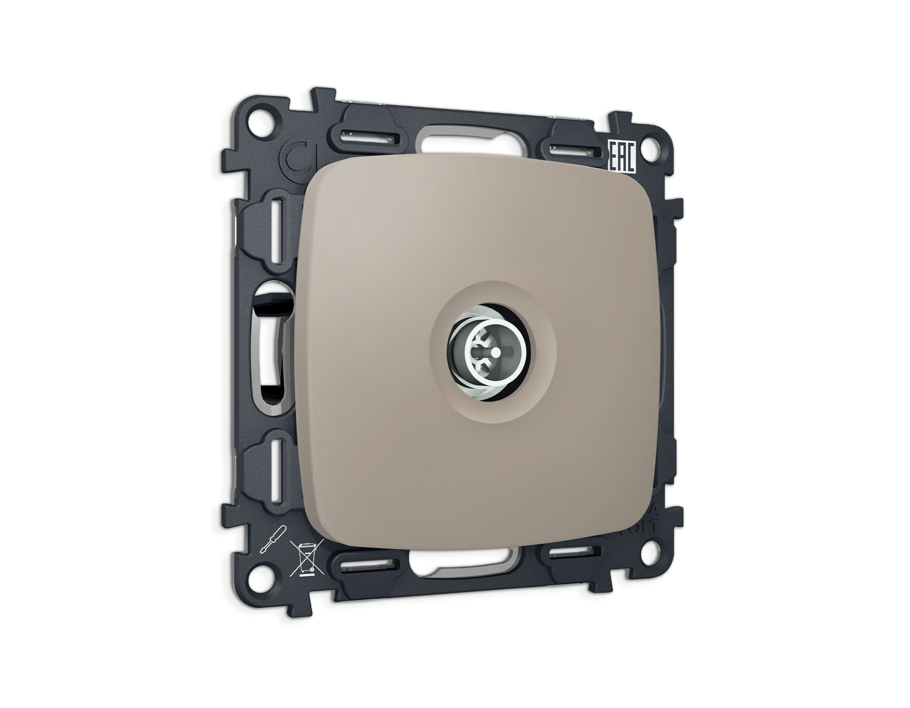 MO373005 Комплект механизма TV розетки оконечной экранированной 5-1000MHz 3dB OMEGA Серо-бежевый мат