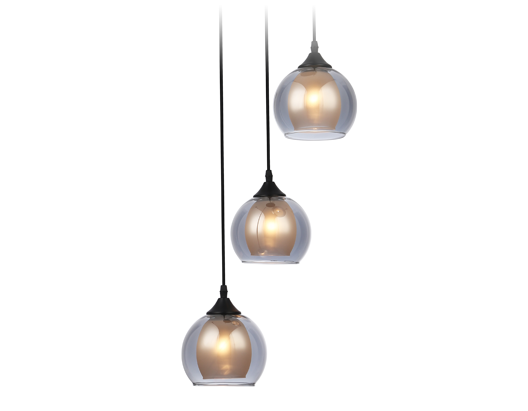 Светильник подвесной Ambrella TR3541/3 BK/SM/FR черный/дымчатый/белый матовый E27/3 max 40W D280*800
