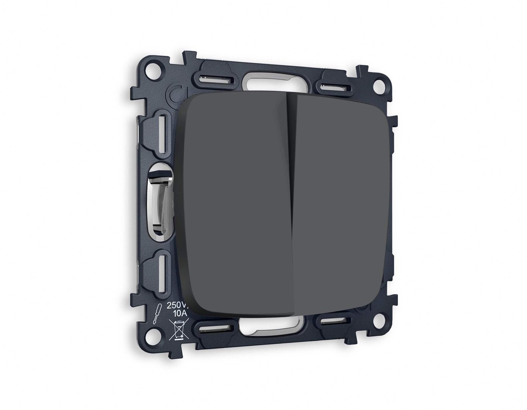 MO903010 Комплект механизма 2-кл выключателя OMEGA Графит мягкое касание QUANT (OP9030, VM115)