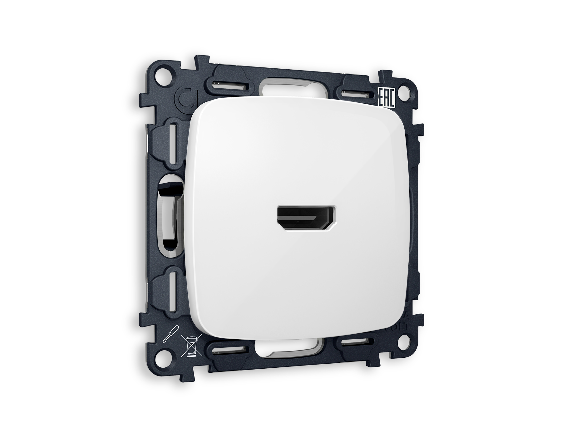 MO114010 Комплект механизма розетки HDMI 2.0 OMEGA Белый глянец 40V/500mA 2.0GHz QUANT(OP1140,VM222)