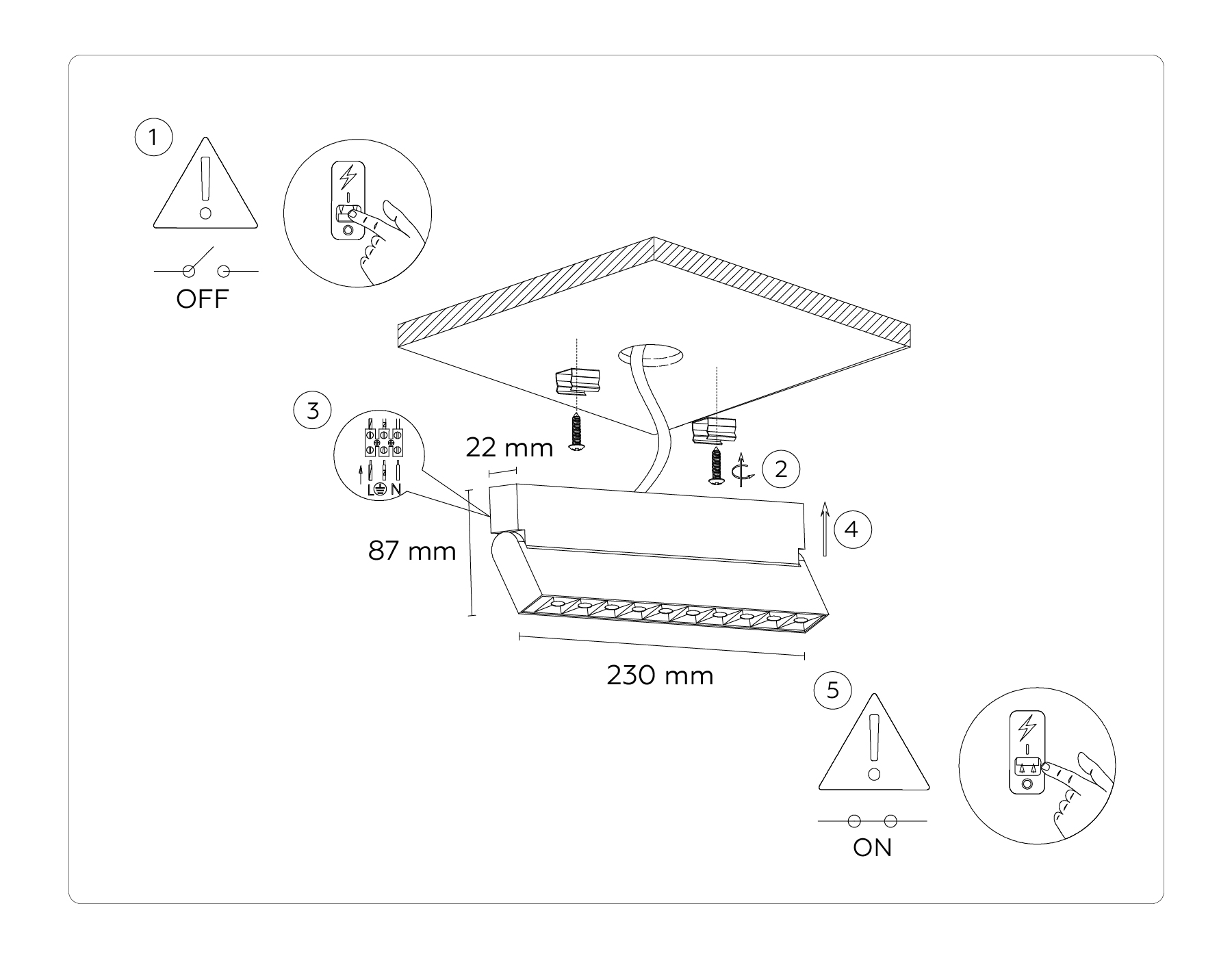Светильник настенно-потолочный Ambrella TA1825 WH белый LED 12W 4200K 230*22*87