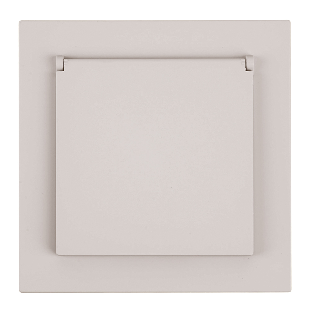 Розетка 1-местная с крышкой с защ. штор с/з, 250В, 16А, серия Мия, RST16-3112-08, пудровый жемчуг