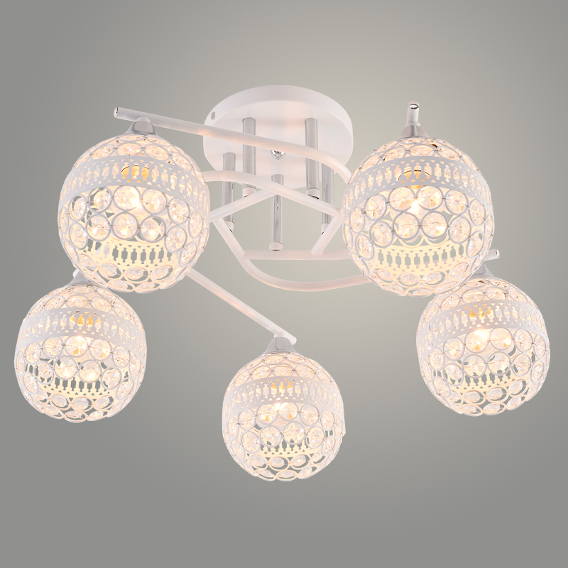 Люстра XA1585/5 WH+CR белый/хром 5х60W E27 d530 h270 crst, HN23