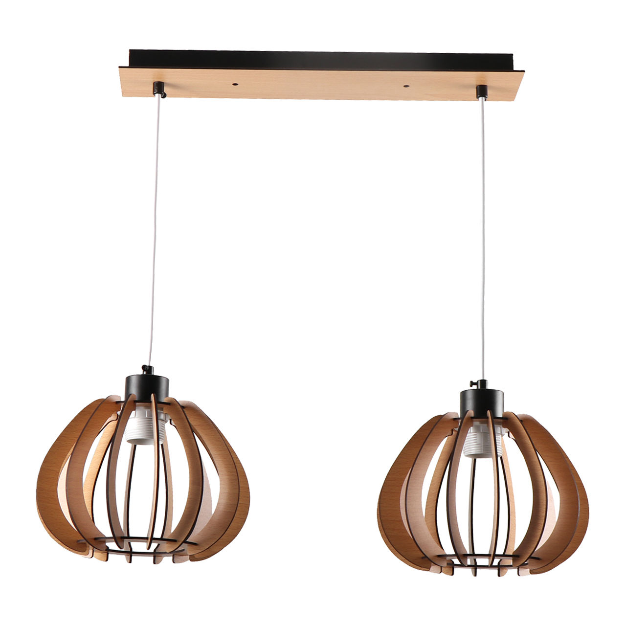 Люстра подвесная Е27 2*60Вт MD.9012-2-P-BK+WOOD