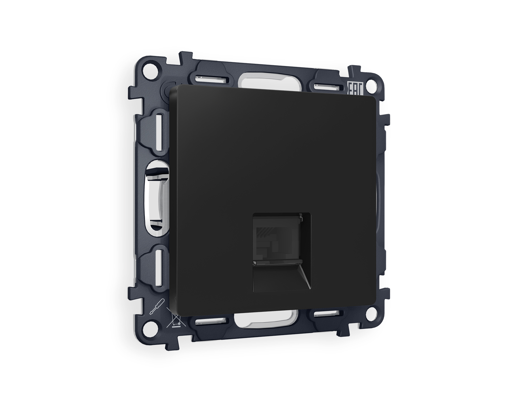 MA812010 Комплект механизма компьютер розетки ALFA Черный матовый RJ-45(8P8C) шт QUANT(AP8120,VM188)